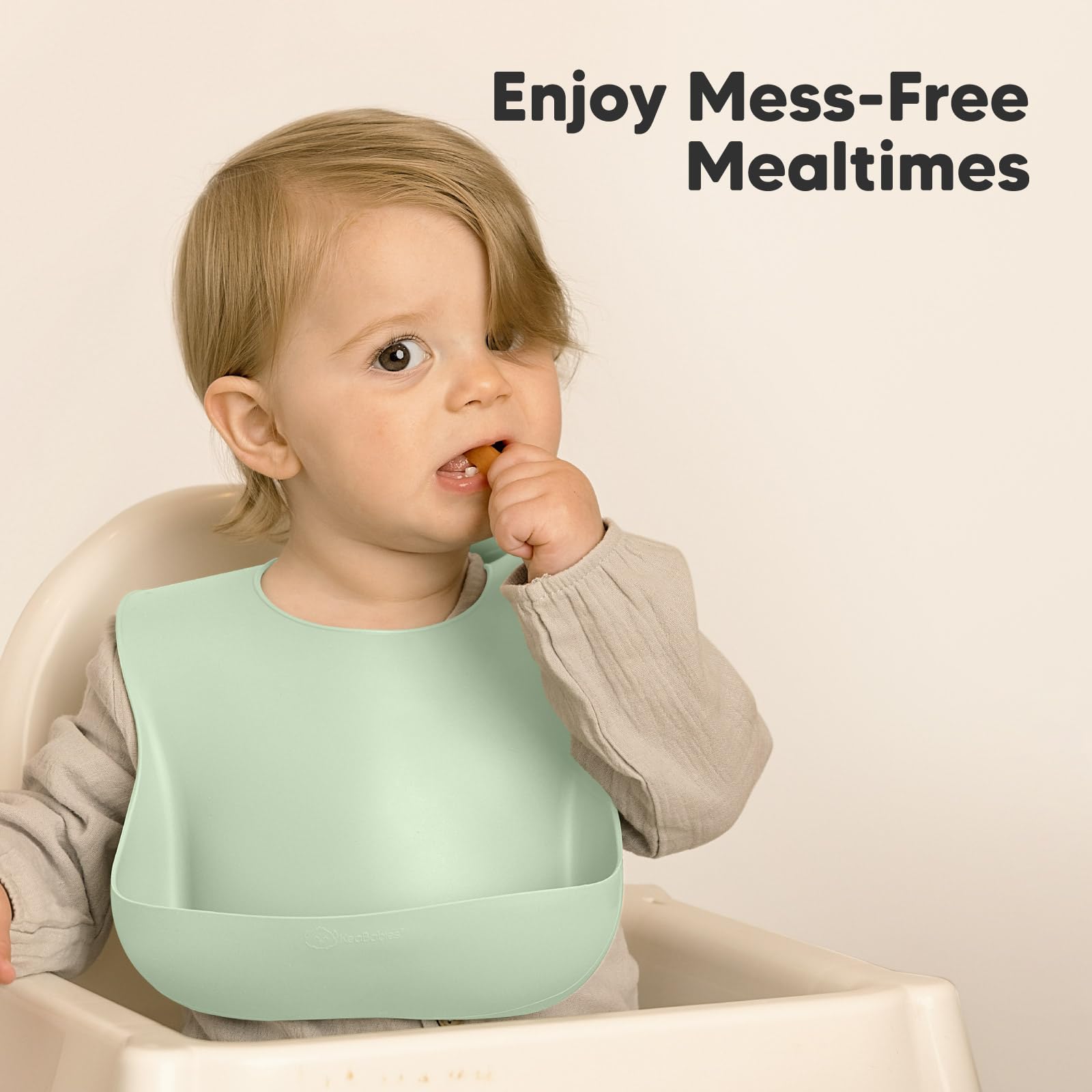 KeaBabies silicone bibs 2-pack mellow deep pocket catching spills