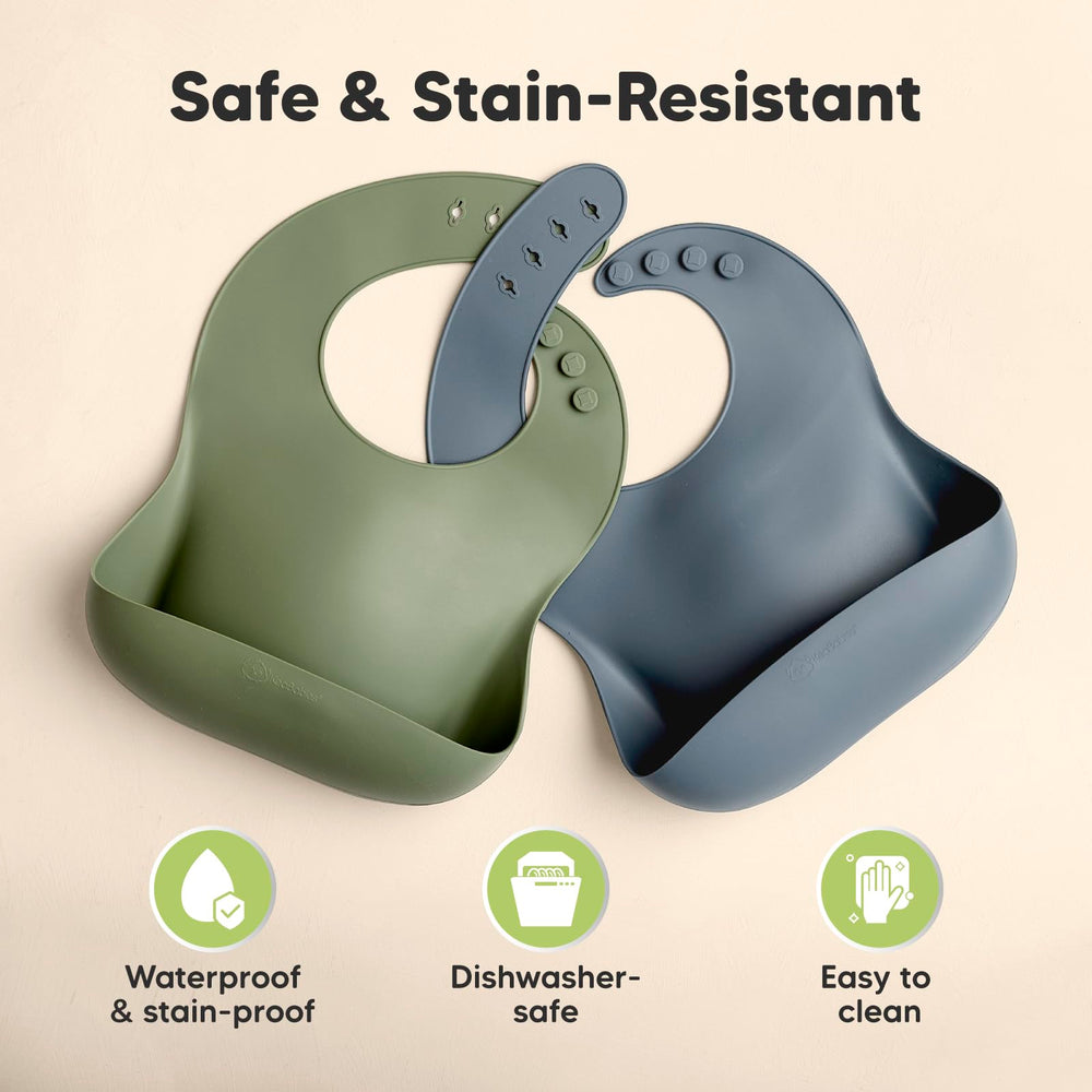 KeaBabies silicone bib placed in dishwasher for easy cleaning.