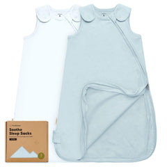 KeaBabies Sleep Sack Glacier zip-closure demonstrates easy diaper changes and secure fit.