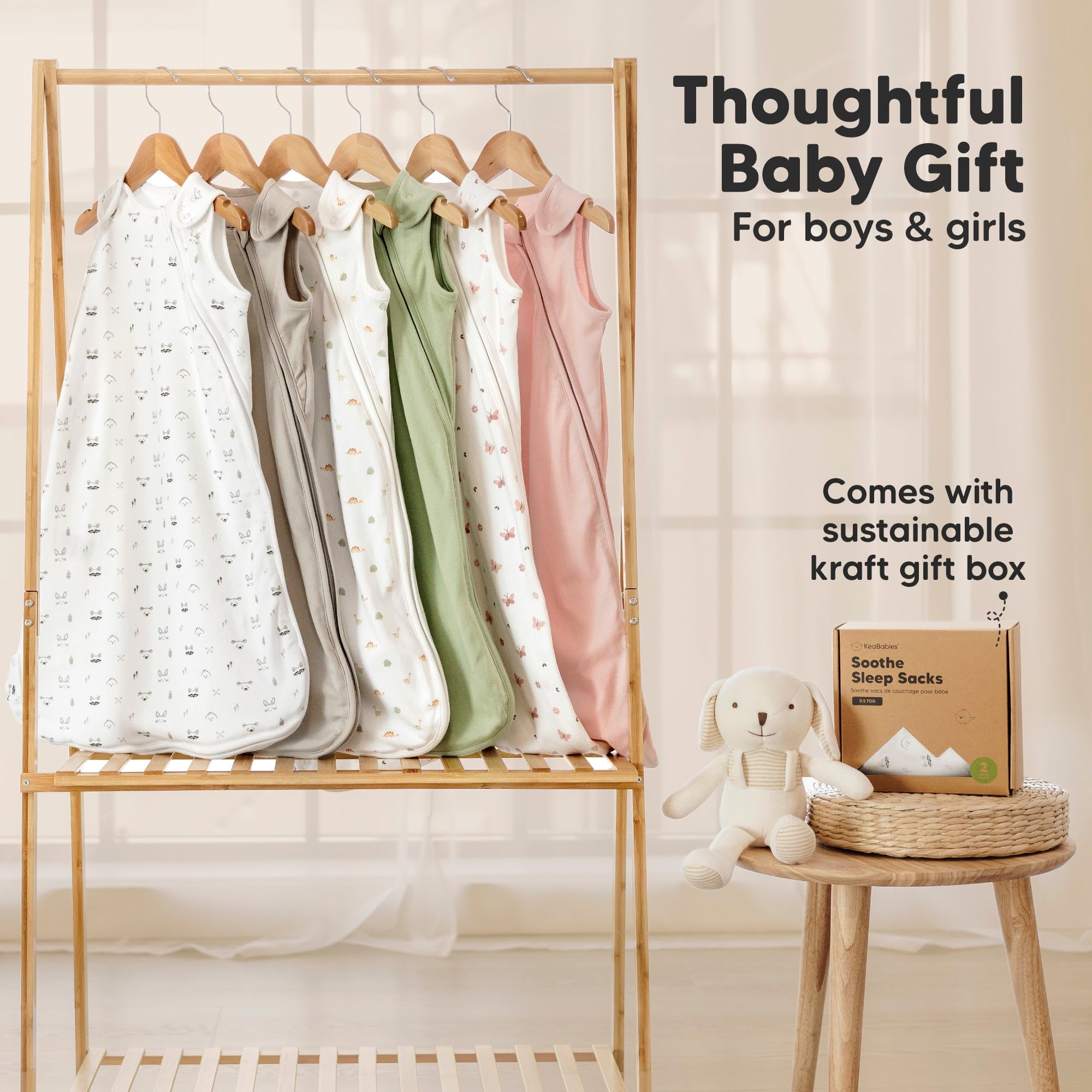 KeaBabies Sleep Sack Glacier machine-washable fabric simplifies laundry routines.
