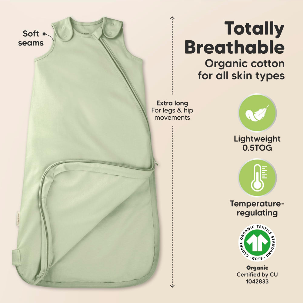 KeaBabies wearable blanket with wide hips supports natural movement during sleep.