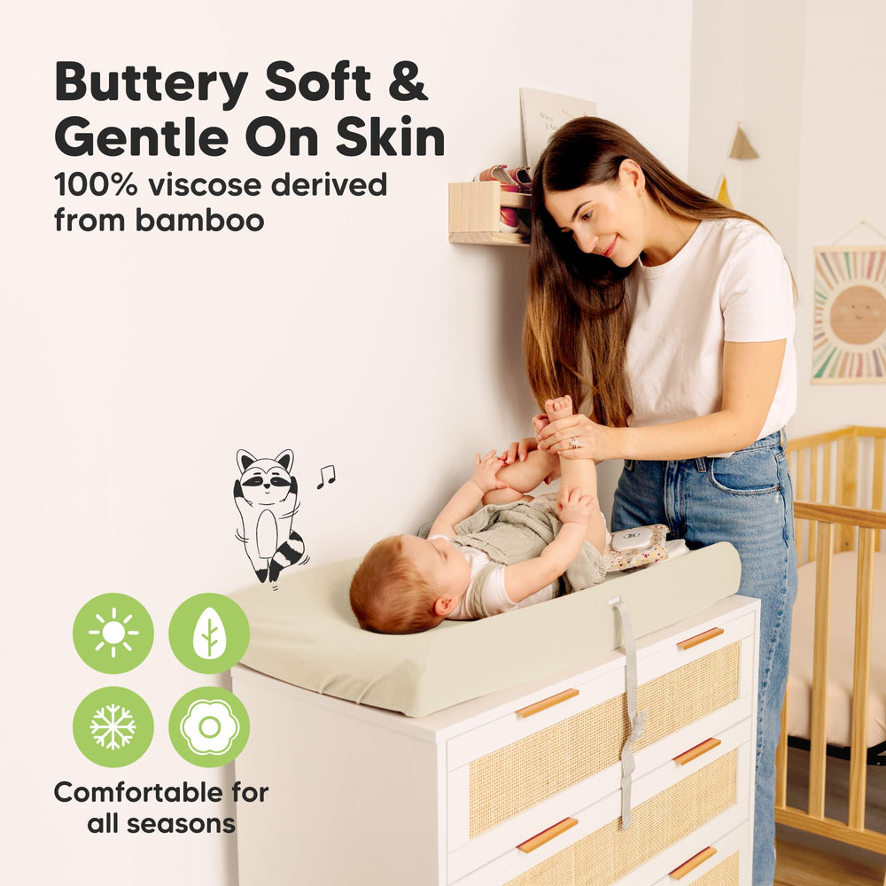 KeaBabies SnugFit band keeps the changing pad cover snug during wiggles