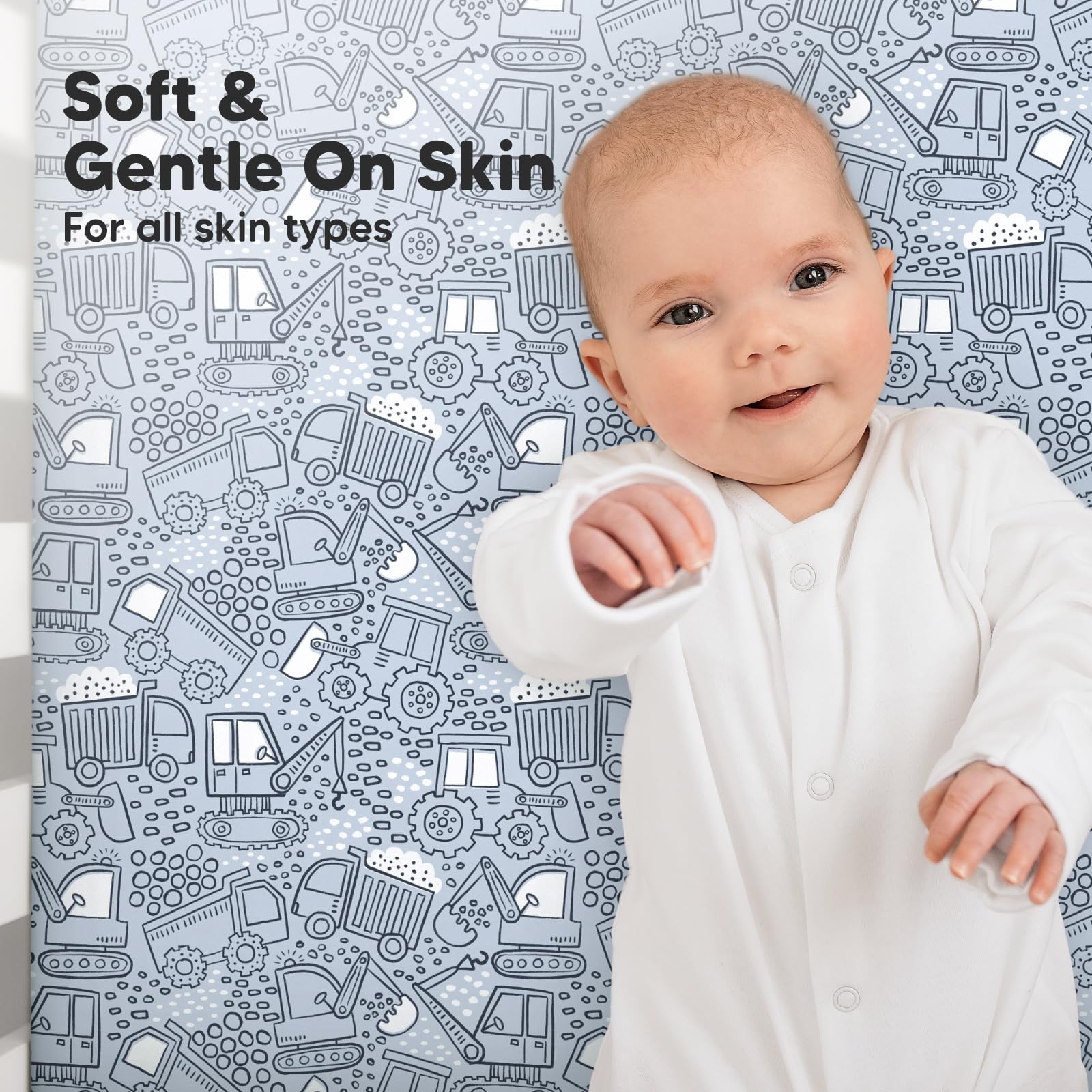 KeaBabies SnugFit Band concealed under sheet edge for secure sleep.