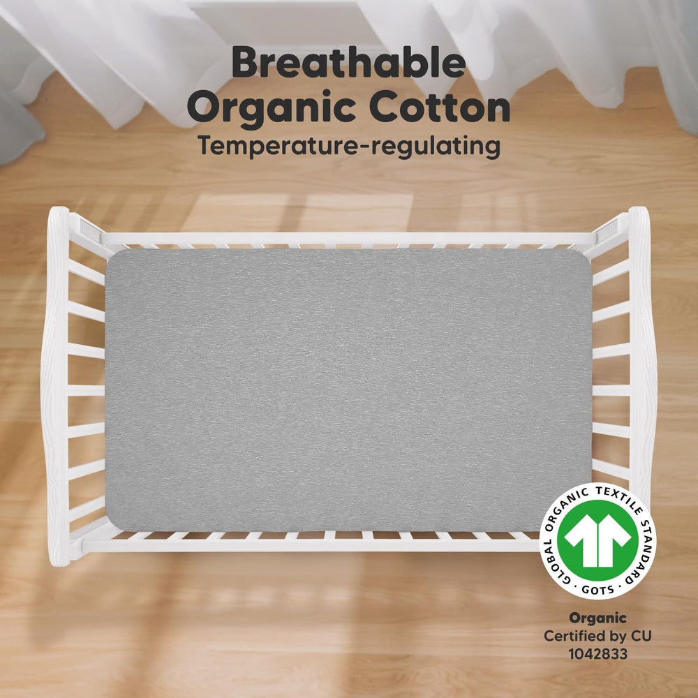 KeaBabies snugfit crib sheet demonstrating easy fit for quick changes.
