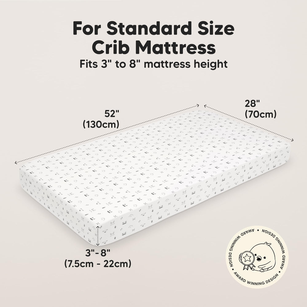 KeaBabies Isla fitted sheet stretched over mattress demonstrating SnugFit easy-fit