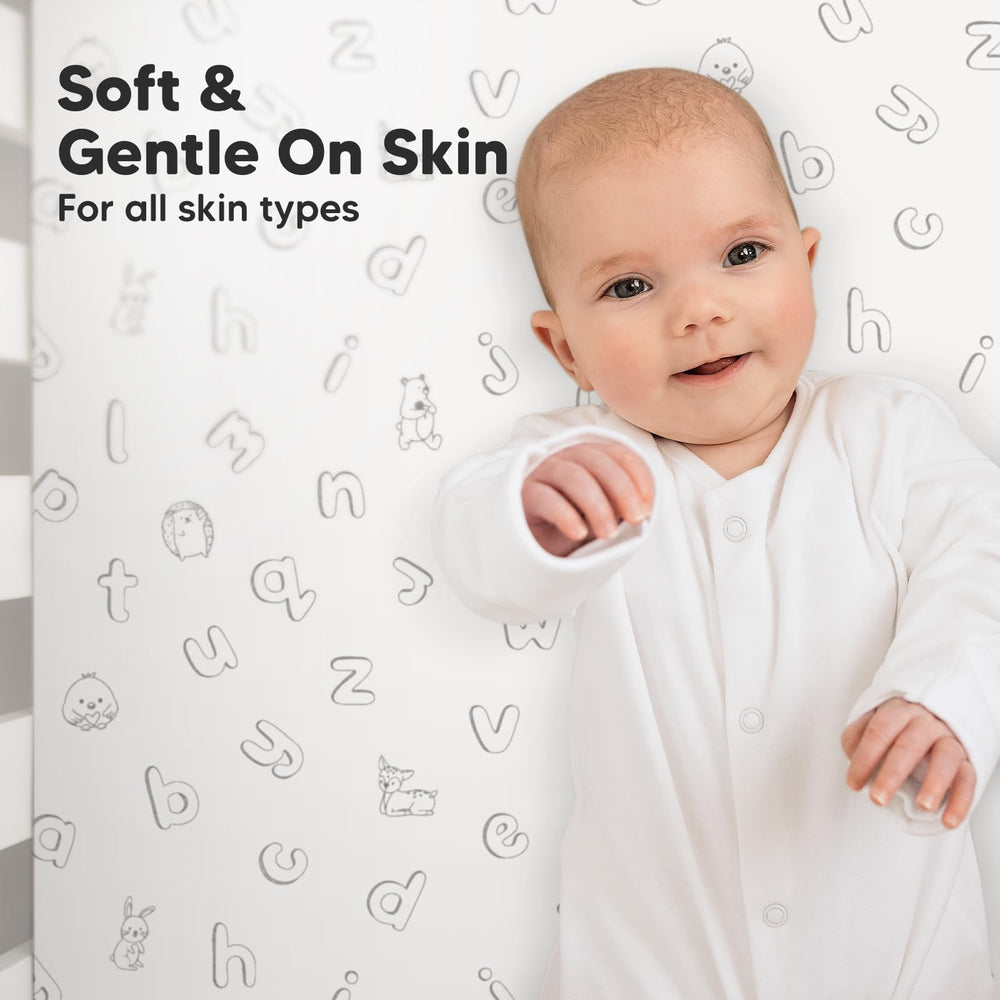KeaBabies snugfit elastic band crib sheet mounted on mattress for a secure fit