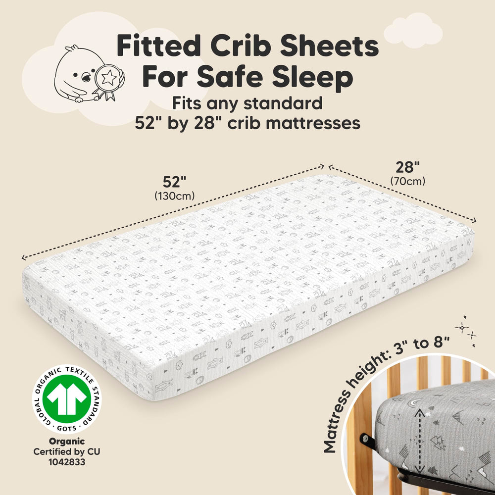 KeaBabies snugfit elastic crib sheets stay securely fitted on standard mattresses.