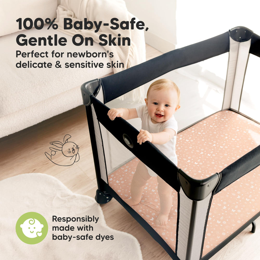 KeaBabies SnugFit technology ensures easy fitting on mini mattresses.