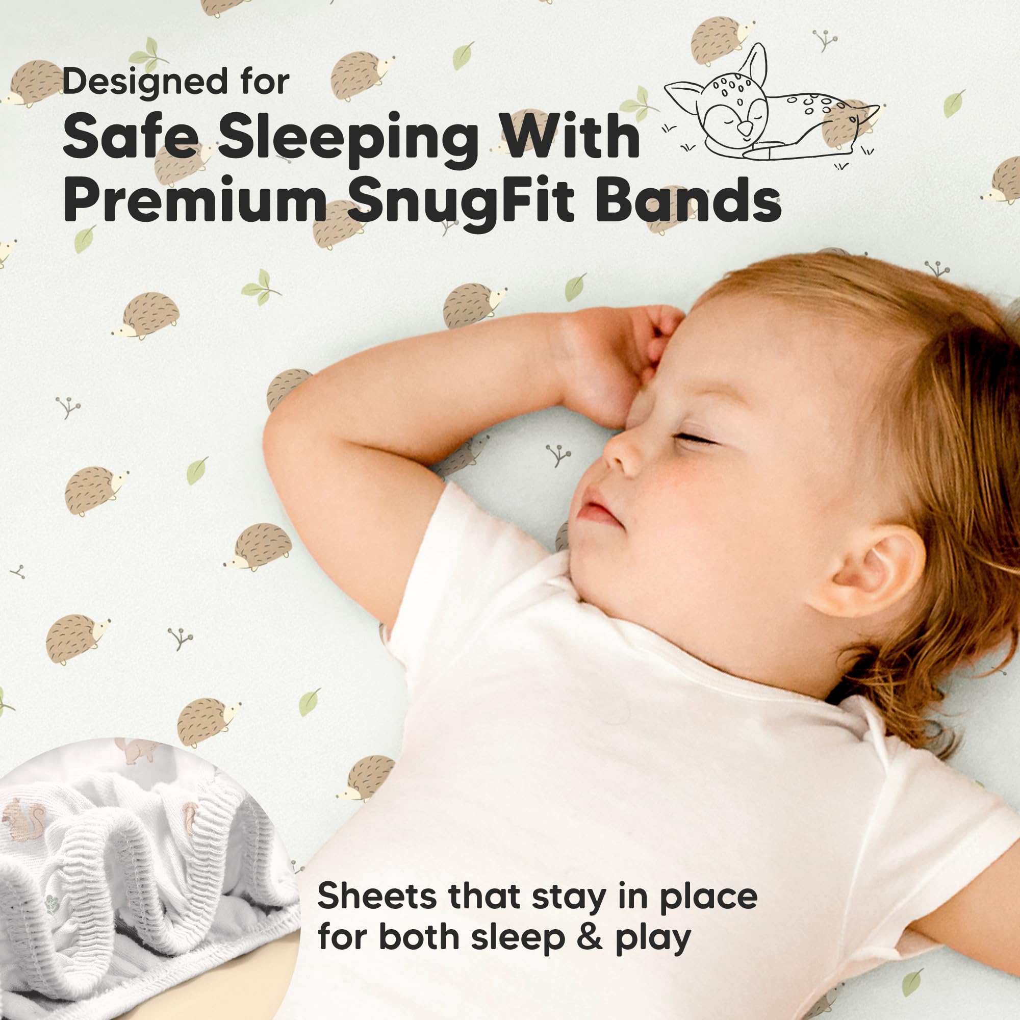 KeaBabies SnugFit fabric helps secure fit on pack n play mattresses.