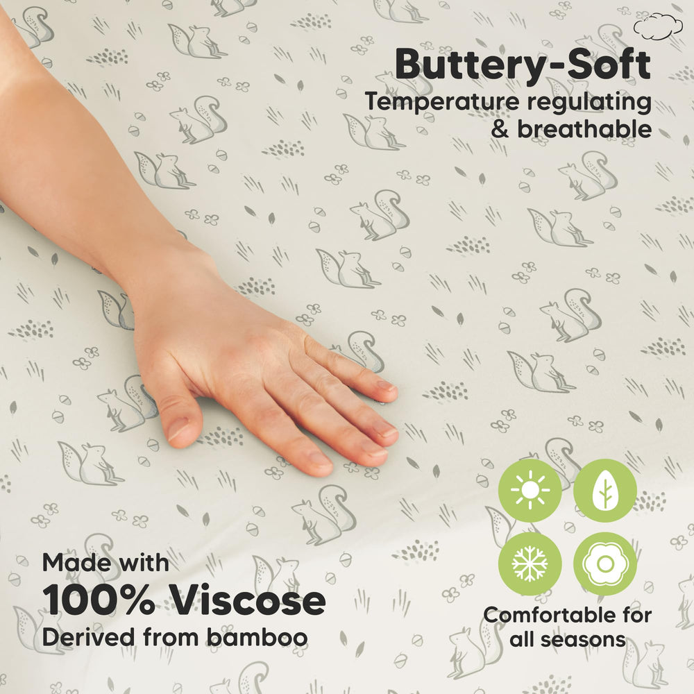 KeaBabies snugfit mini-crib sheet demonstrates easy fitting and removal