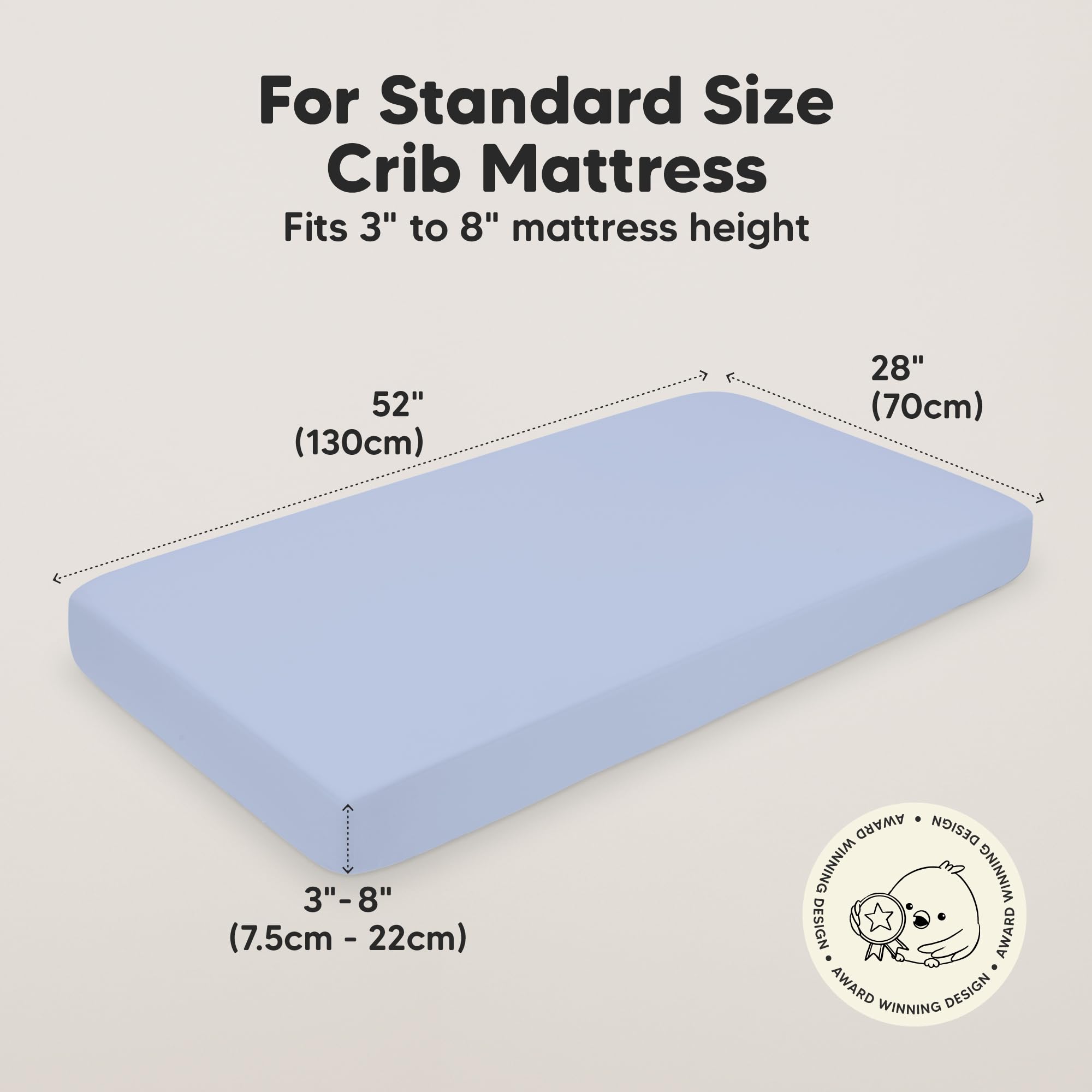KeaBabies SnugFit Tech crib sheet close-up shows easy fitting.