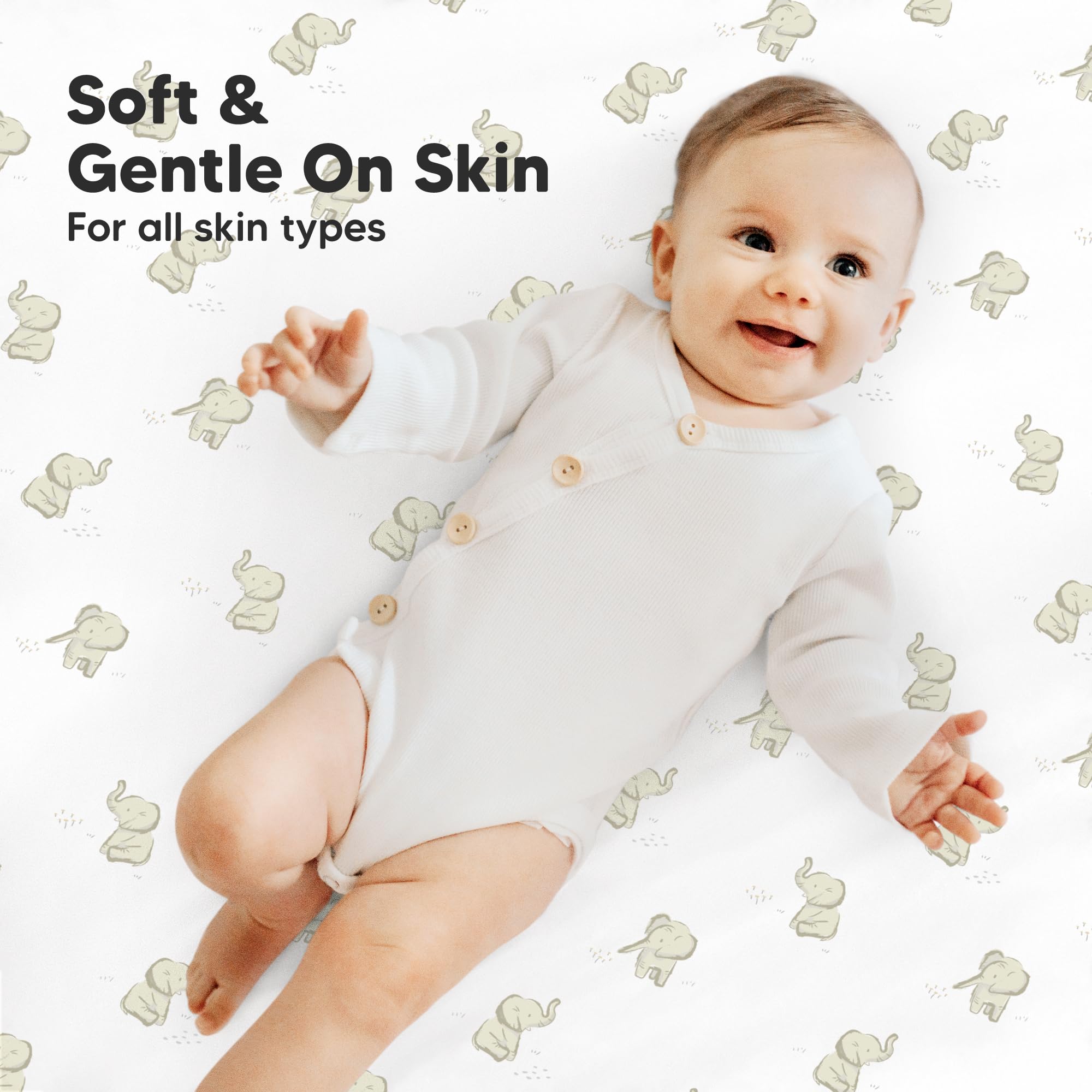 KeaBabies SnugFit Tech demonstrates easy stretch for quick changes.