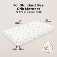 KeaBabies SnugFit Tech illustration demonstrates easy-fit for quick sheet changes.