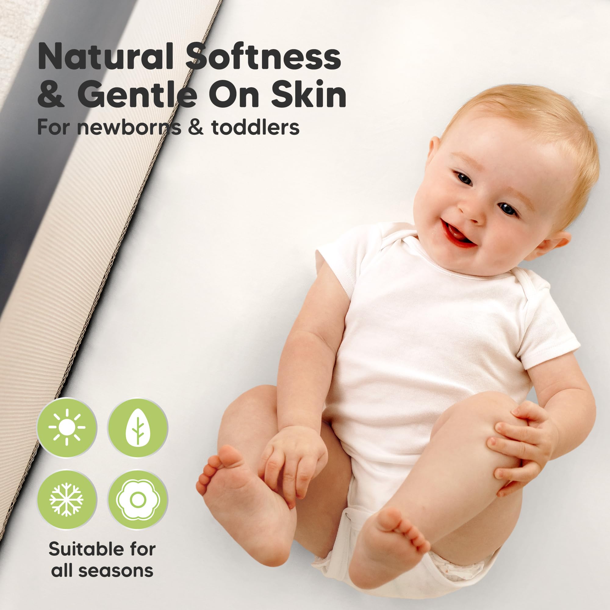 KeaBabies SnugFit Tech makes fitting simple with a stretch knit that eases on/off.