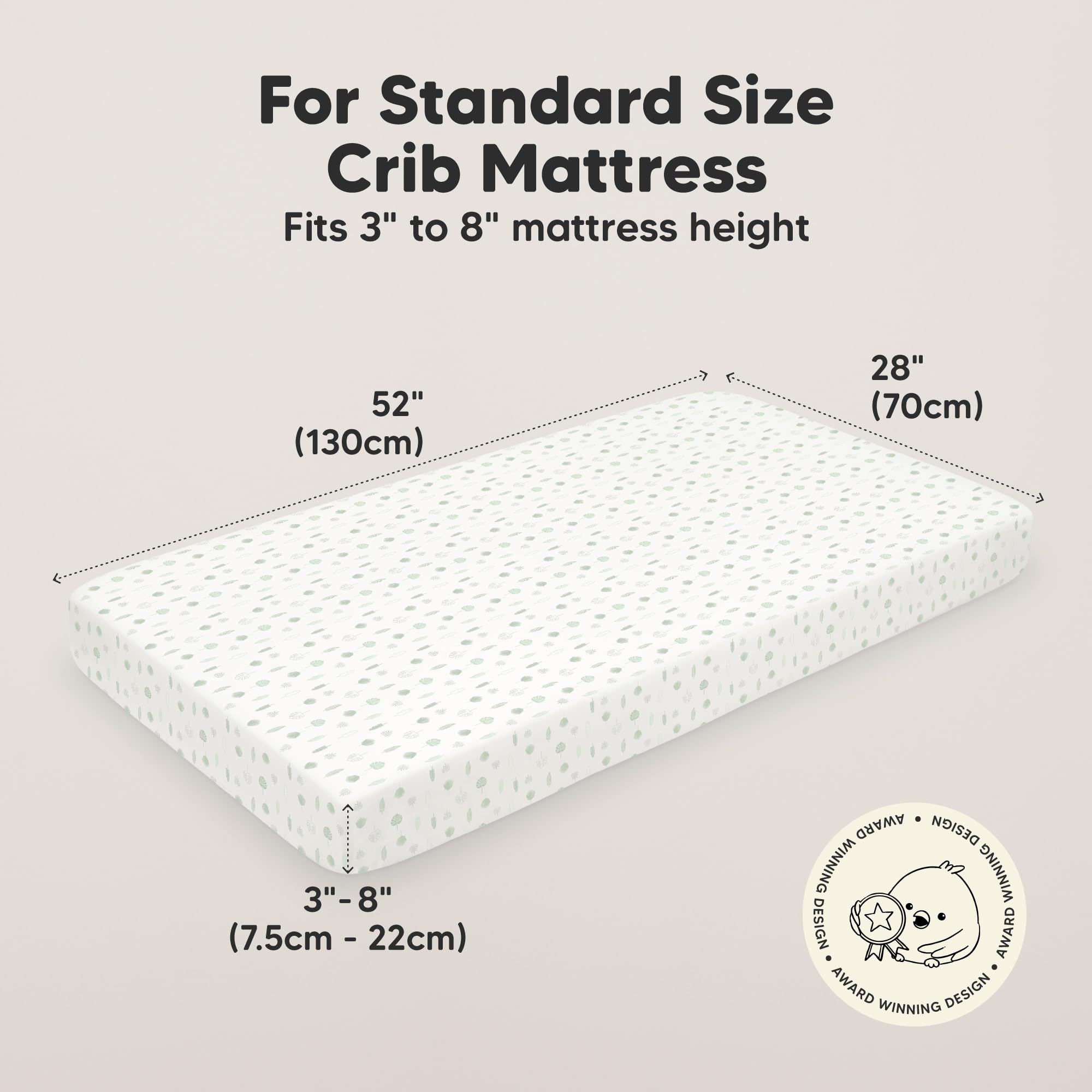 KeaBabies Isla fit crib sheet SnugFit tech eases fitting and removal.