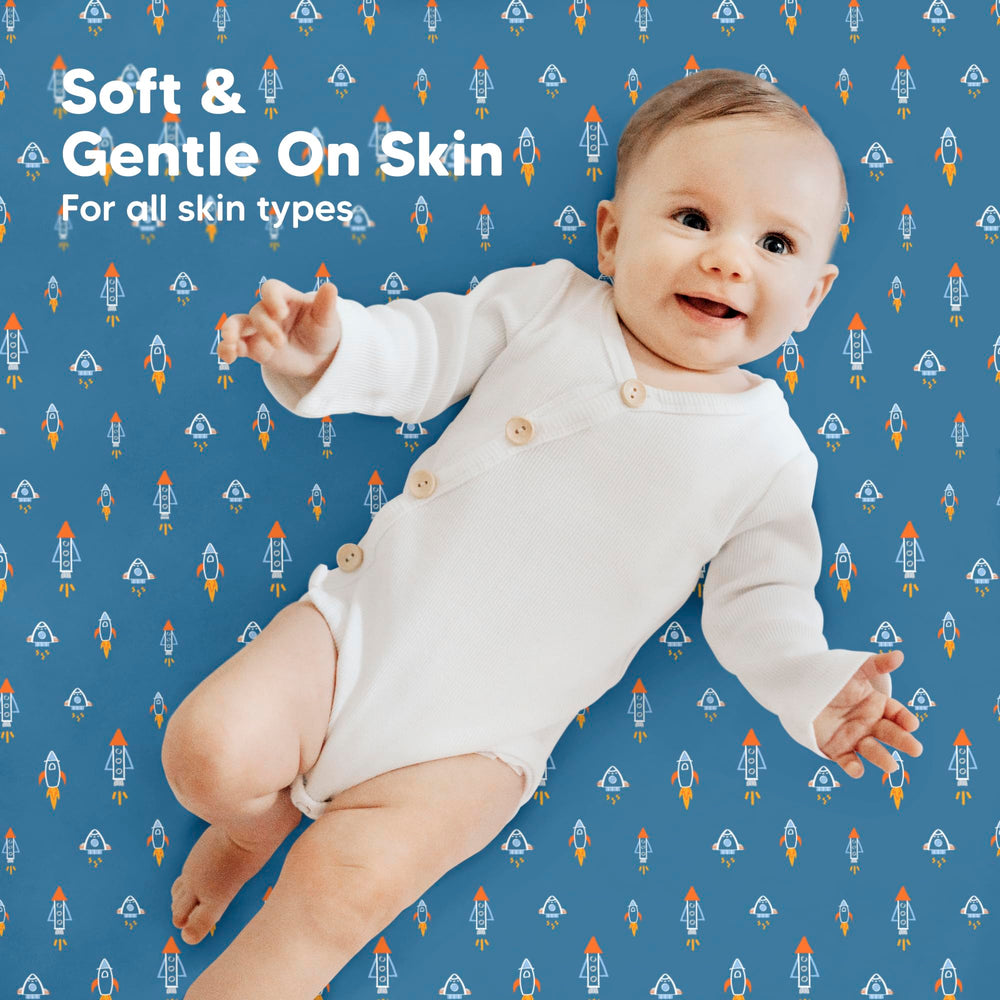 KeaBabies snugfit-tech elastic-band in seam demonstrates secure sheet retention