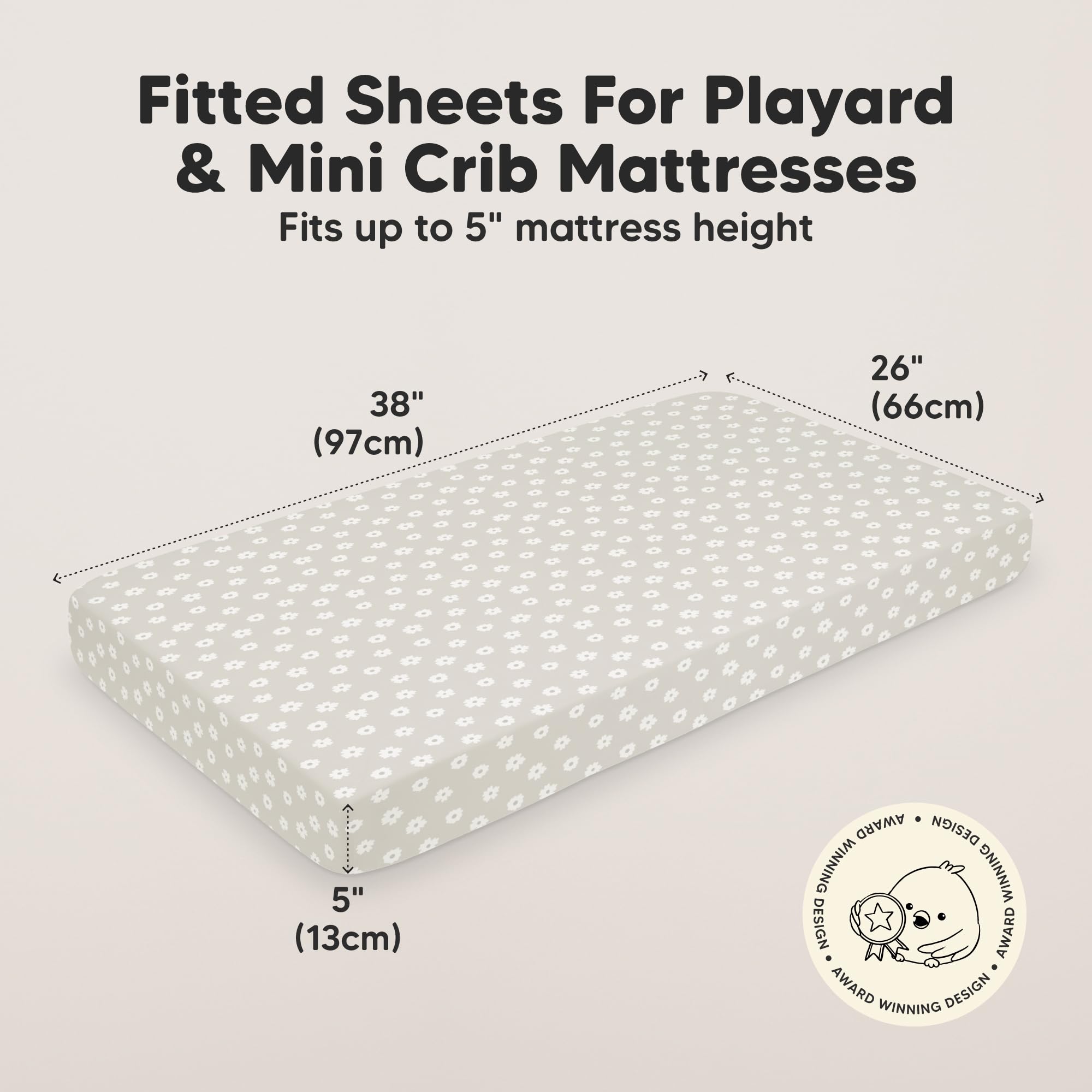 KeaBabies SnugFit Tech mini sheet Meadow fit, easy on and off for busy mornings.