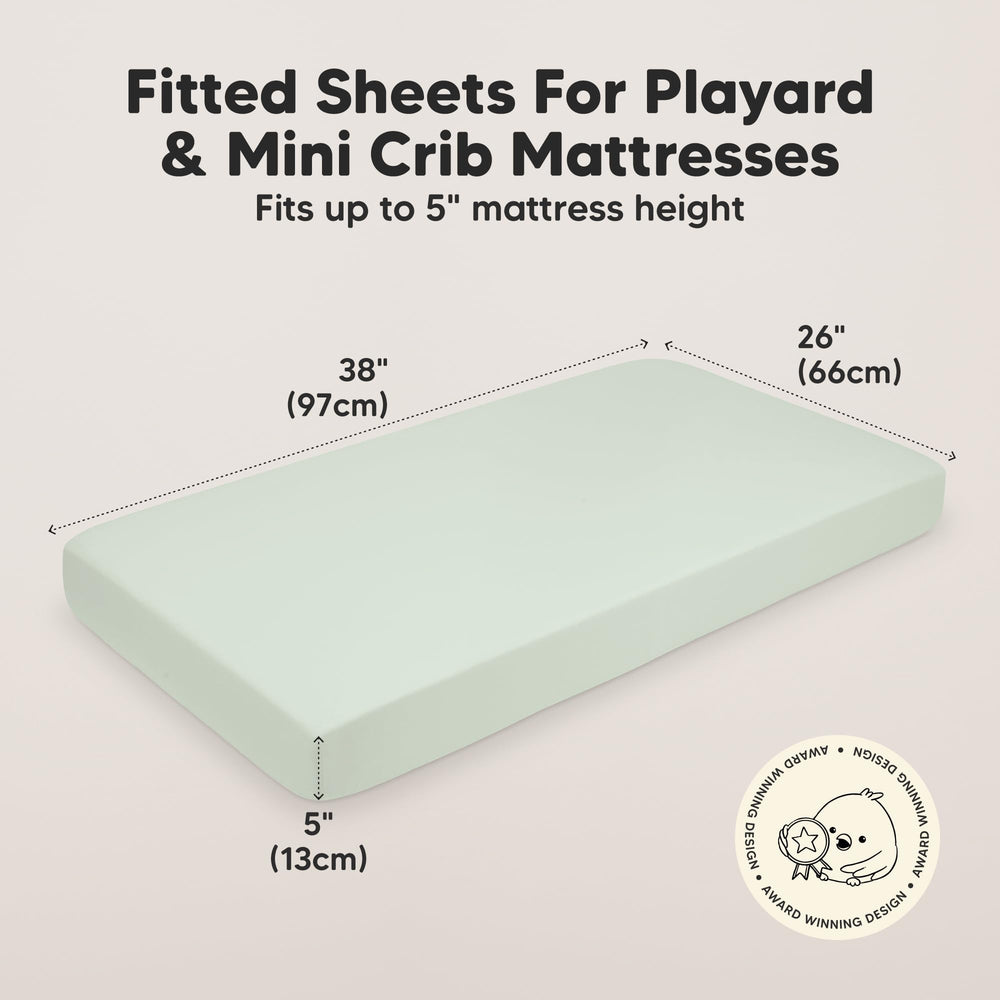 KeaBabies SnugFit Tech mini sheets showing easy on-off fit