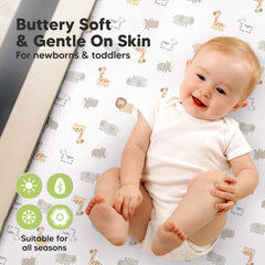 KeaBabies SnugFit Tech enables easy fitting and removal on pack n play sheets.