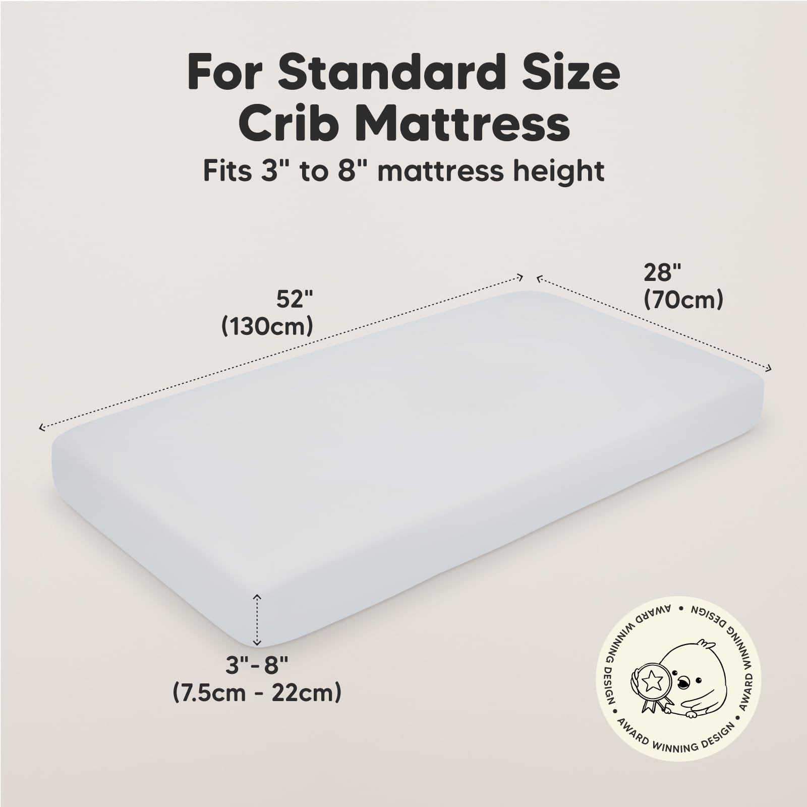 KeaBabies SnugFit Tech stretch demonstrates easy-fit capability on a mattress.