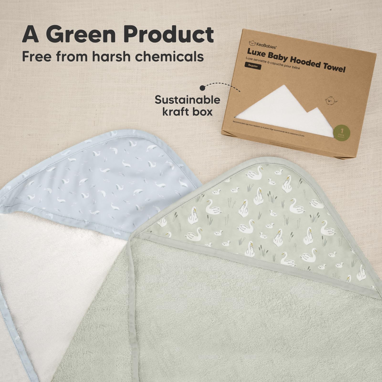 KeaBabies soft hooded towel close-up demonstrates gentle touch for delicate skin.