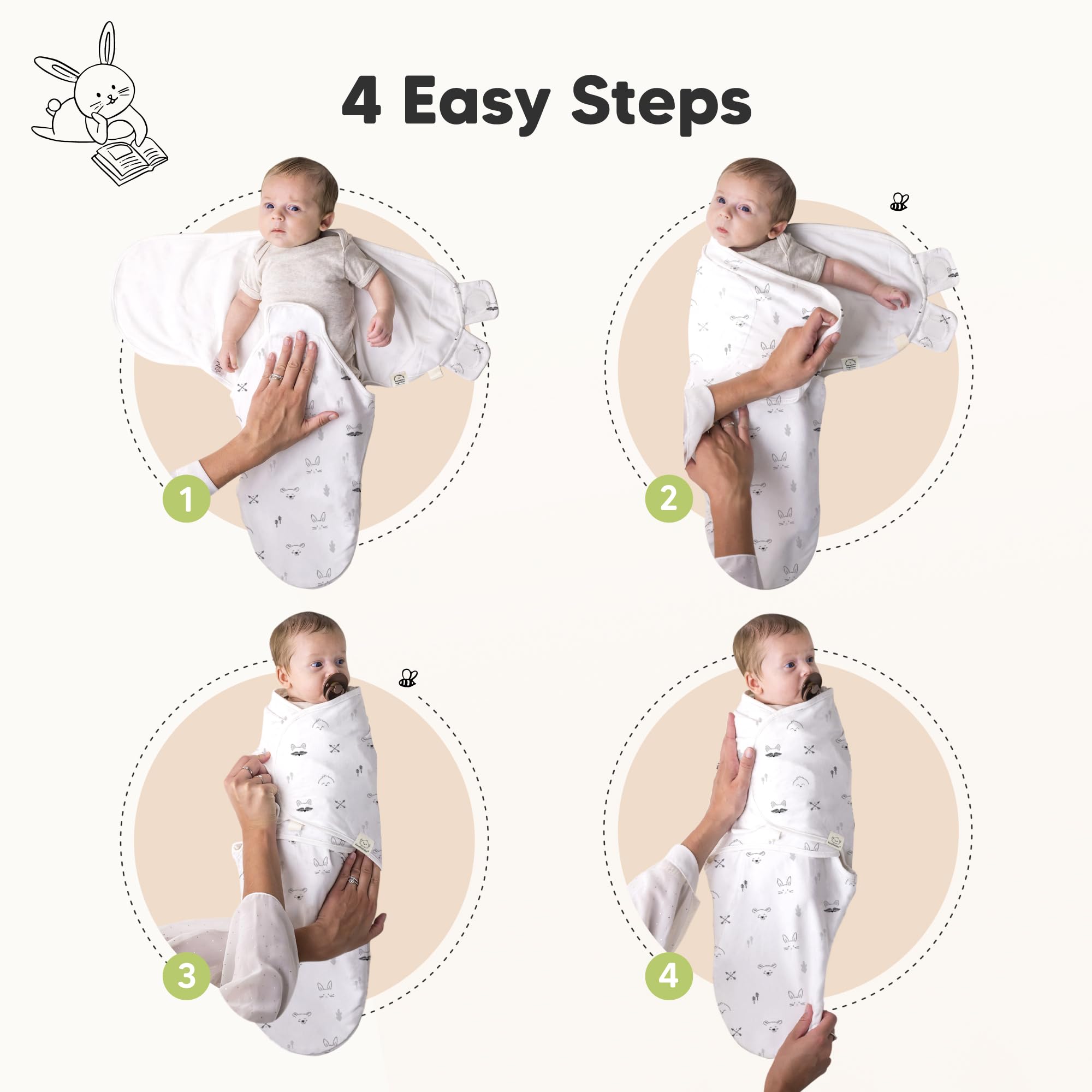 KeaBabies soft hook loop closure keeps baby snug without irritation.