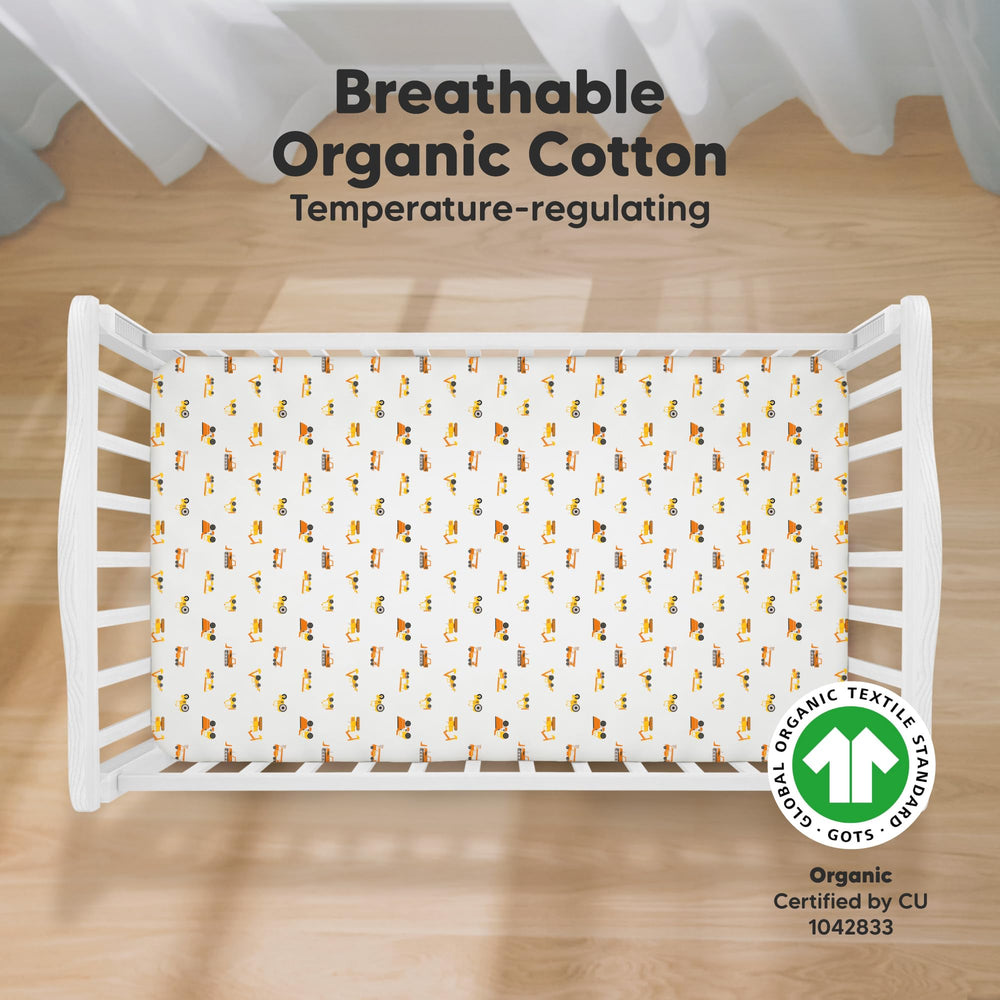 KeaBabies soft jersey cotton crib sheet close-up highlighting breathable fabric.