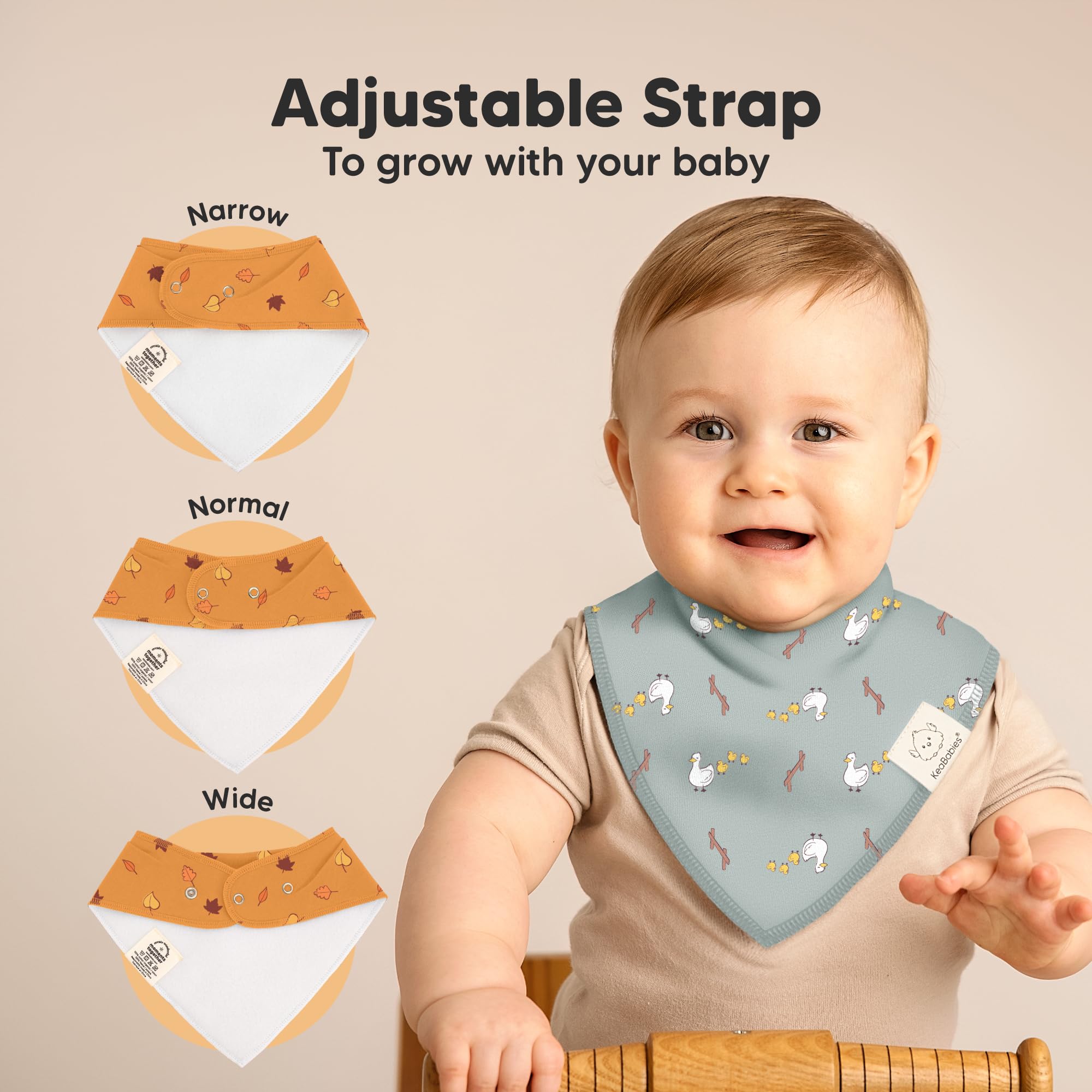 KeaBabies soft organic fabric bibs stay gentle on delicate skin during drool sessions.