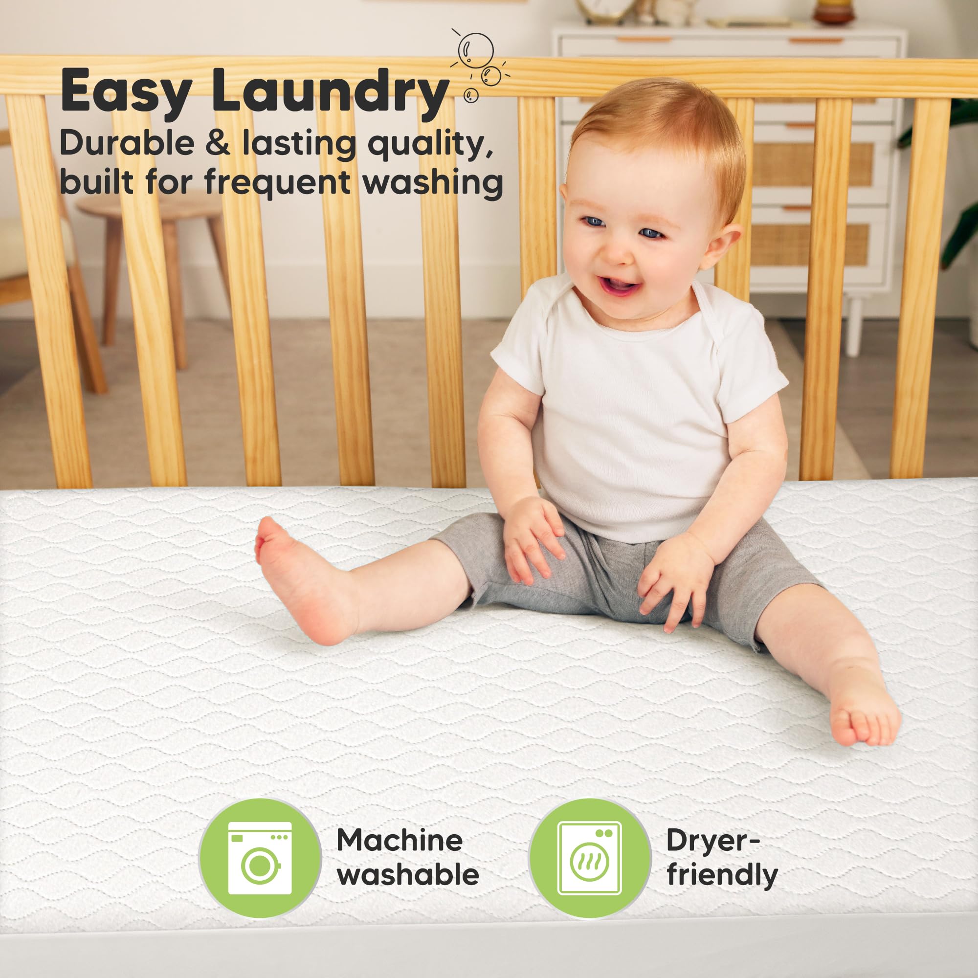 KeaBabies soft quilted cotton top layer adds gentle comfort for naps.