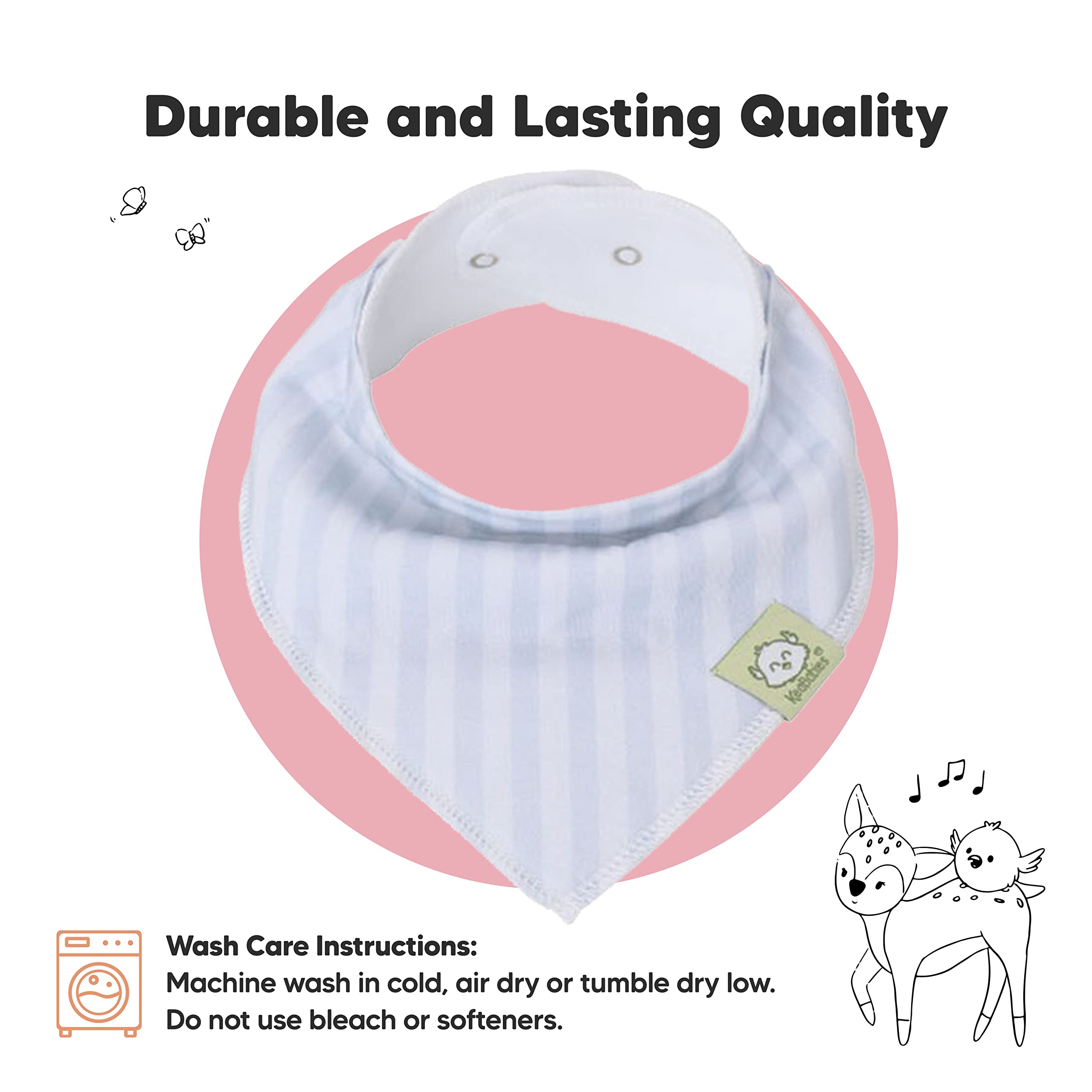 Stitched edge close-up on KeaBabies bandana bibs for lasting comfort