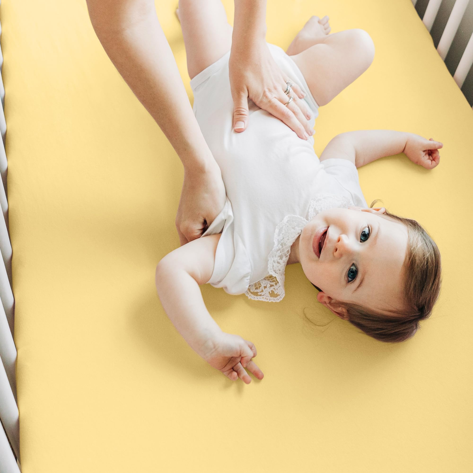 KeaBabies soft-touch bamboo crib sheets provide comforting texture for baby.