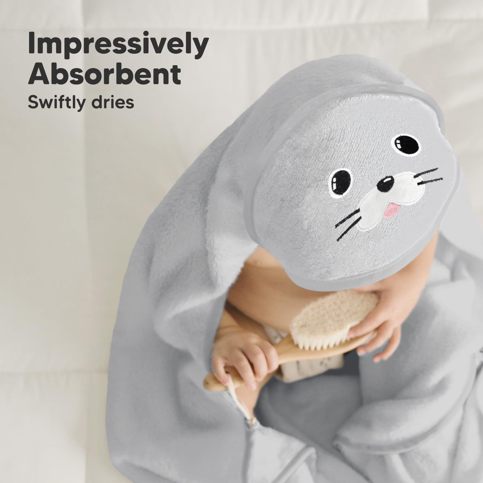 KeaBabies soft-touch bamboo towel feels ultra-soft on tiny skin