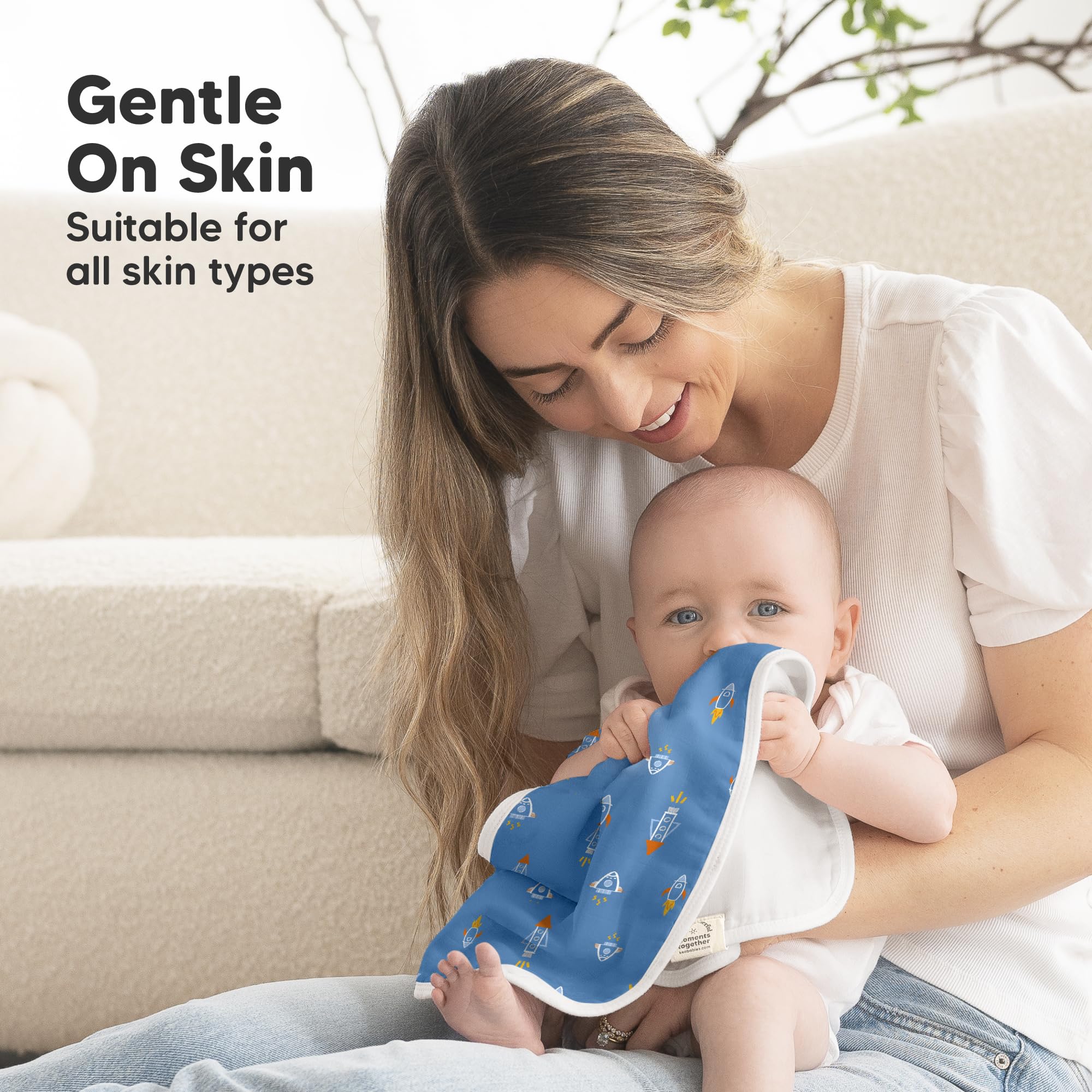 KeaBabies Softe Burp Cloth sized 21x10 for full shoulder coverage.