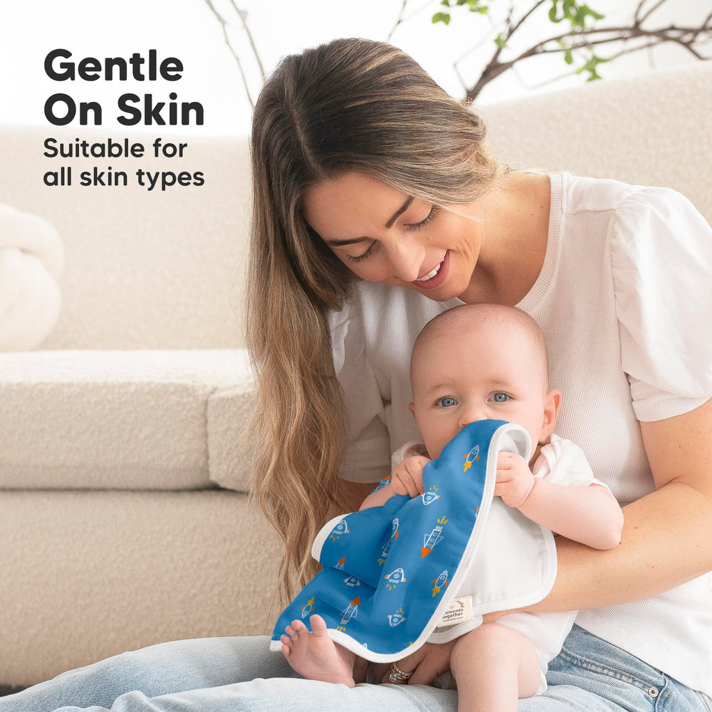KeaBabies Softe Burp Cloth sized 21x10 for full shoulder coverage.
