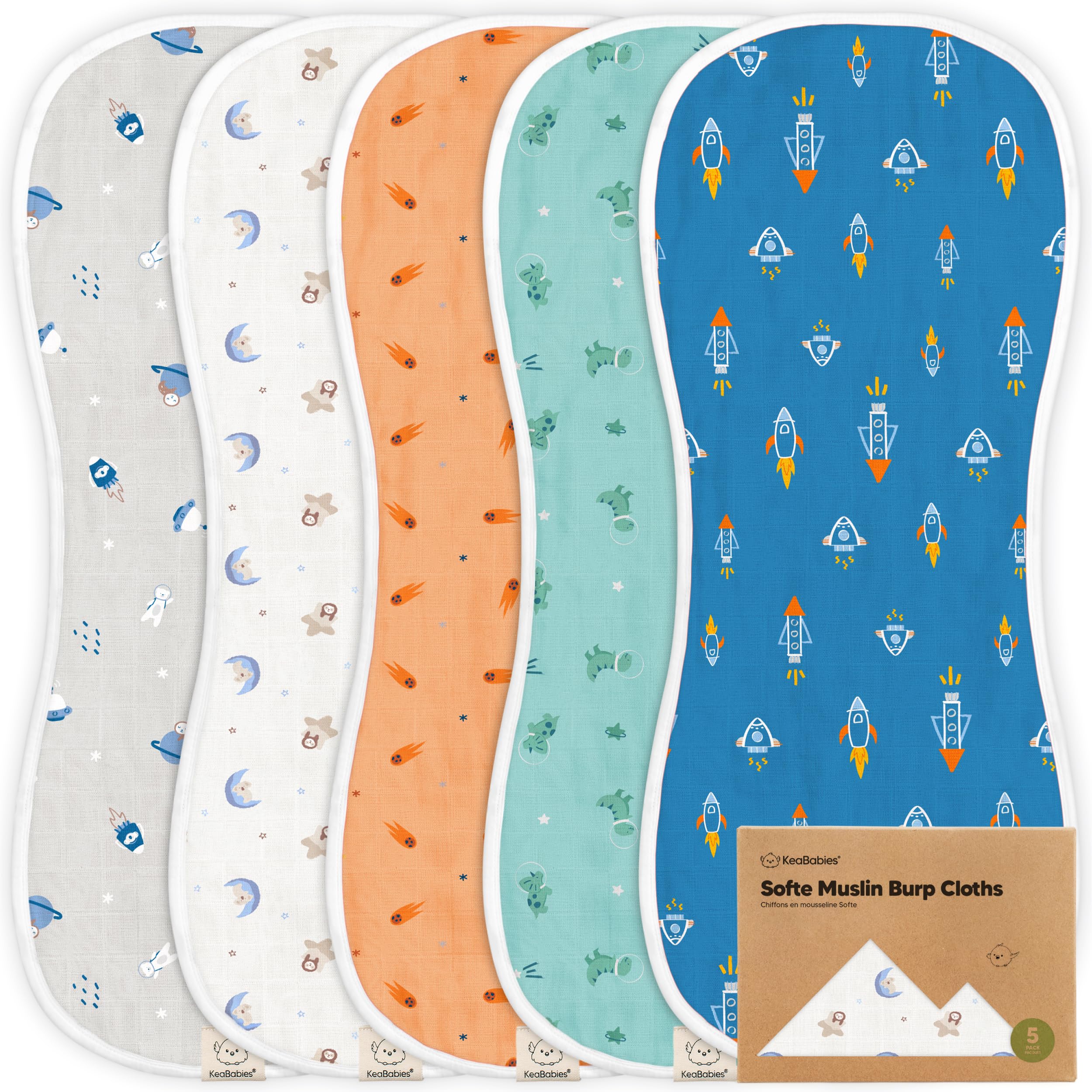 KeaBabies Softe Burp Cloth with 8-layer absorbent design for reliable mess containment during feeds.