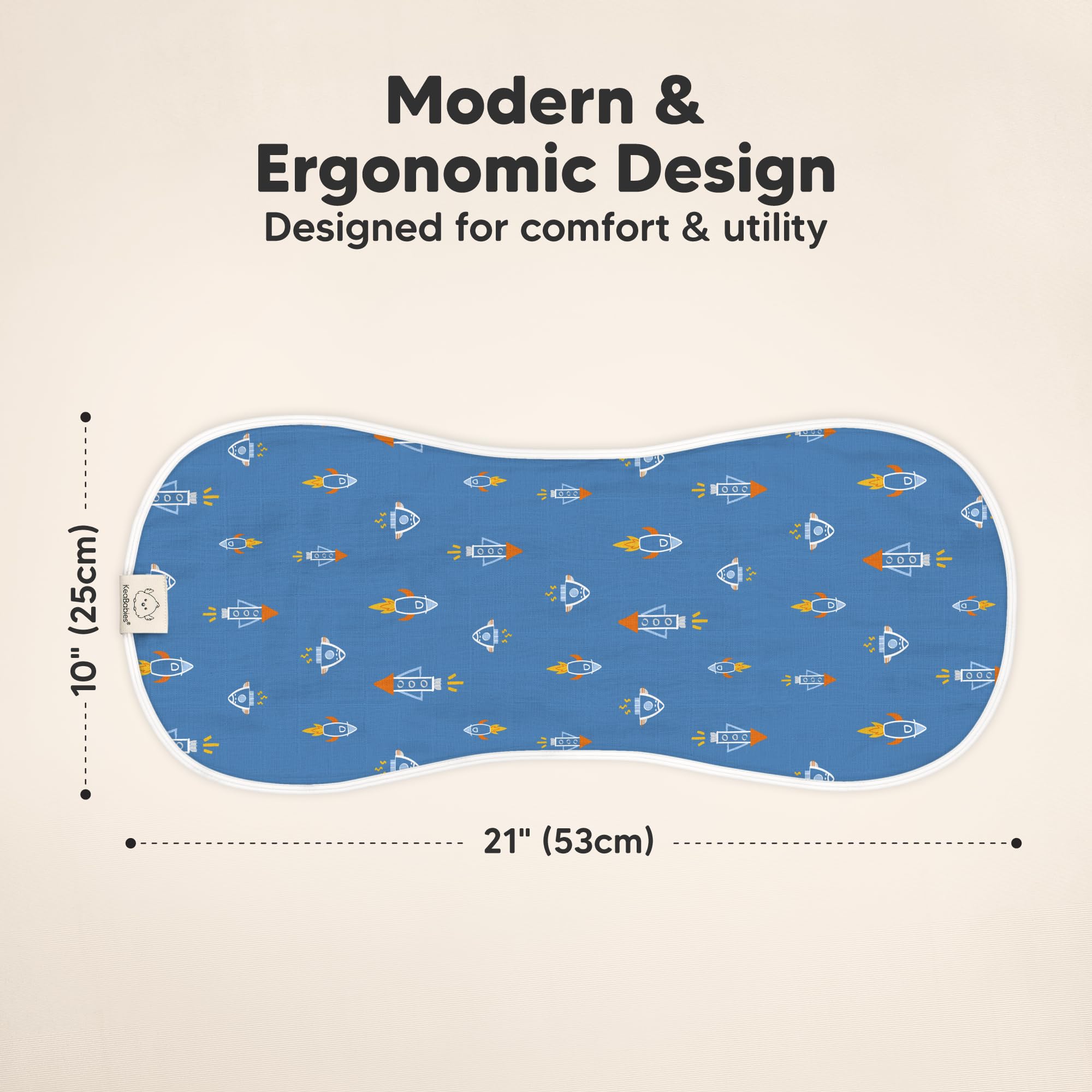 KeaBabies Softe Burp Cloth highlights bamboo viscose fabric for soft, breathable protection.