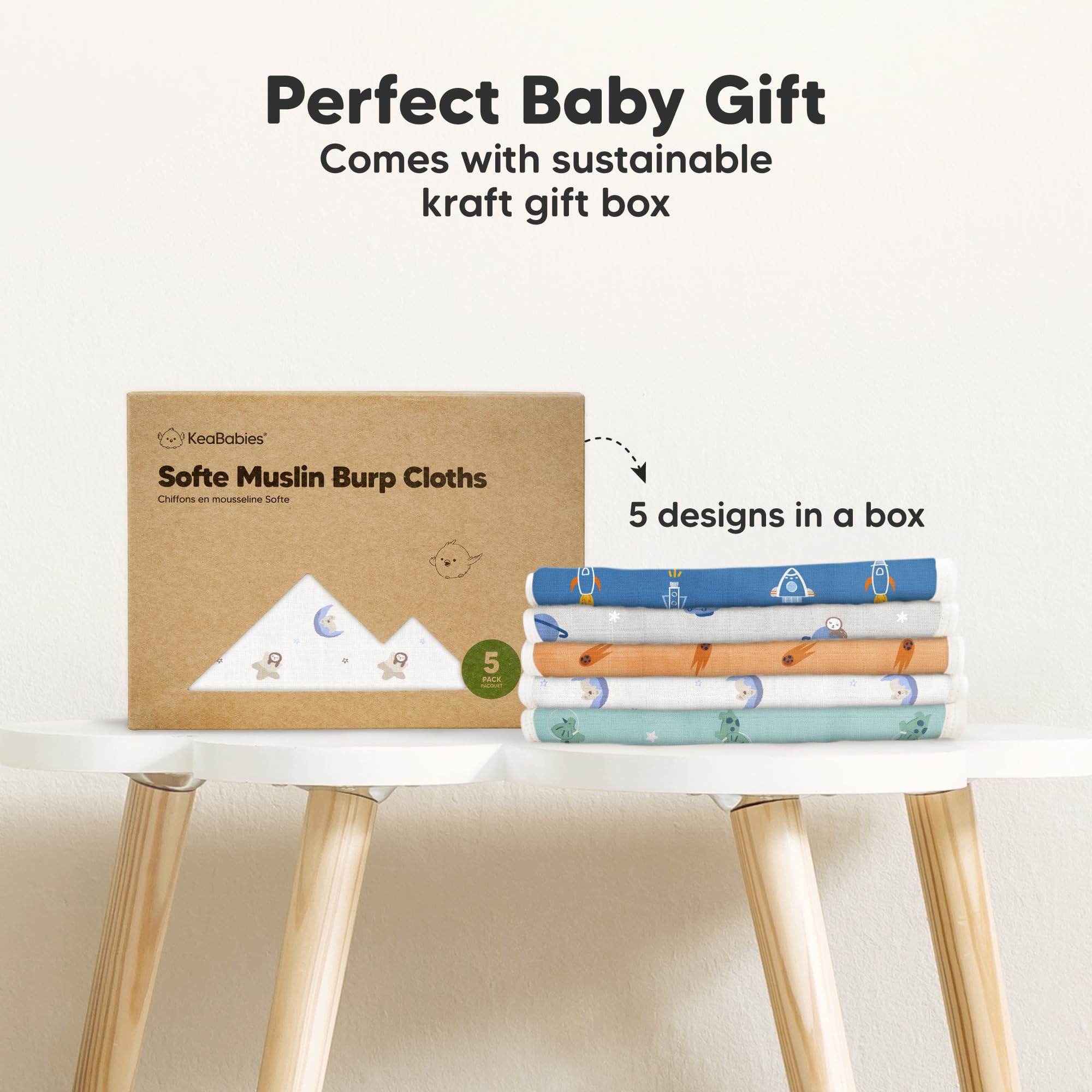 KeaBabies Softe Burp Cloths are easy to wash and reuse.