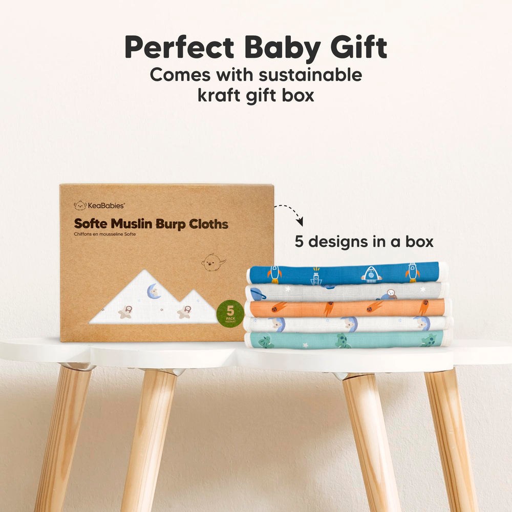 KeaBabies Softe Burp Cloths are easy to wash and reuse.