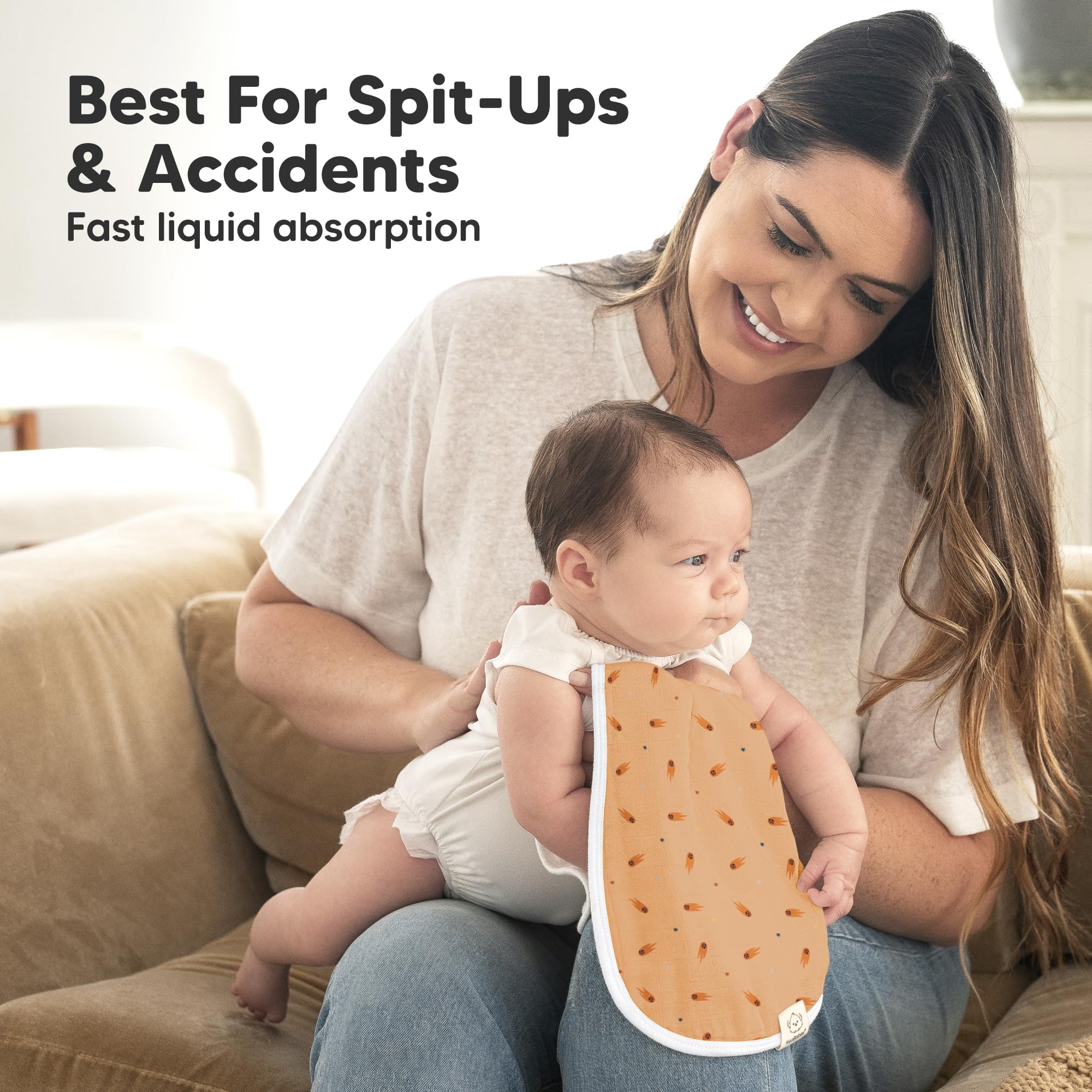 KeaBabies Softe Burp Cloth presents ultra-soft organic cotton against baby skin.