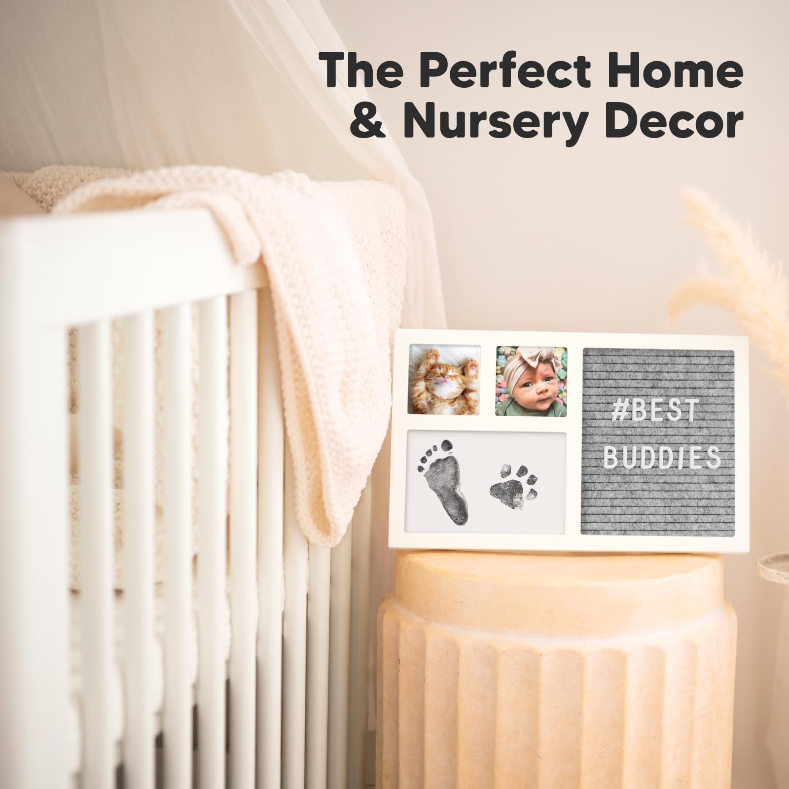 KeaBabies solid wood frame provides sturdy display for cherished memories.