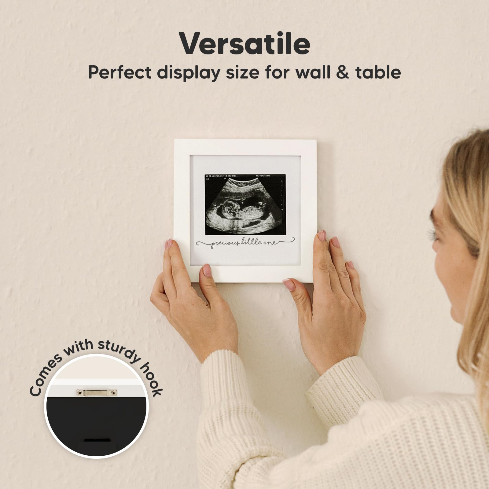 KeaBabies Alpine White frame displayed in a modern nursery for keepsake display
