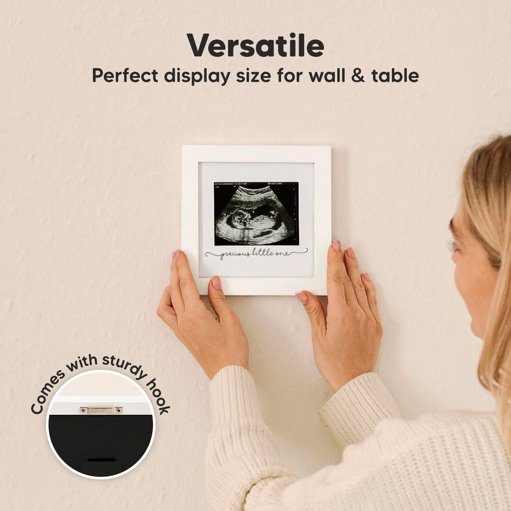 KeaBabies Alpine White frame displayed in a modern nursery for keepsake display