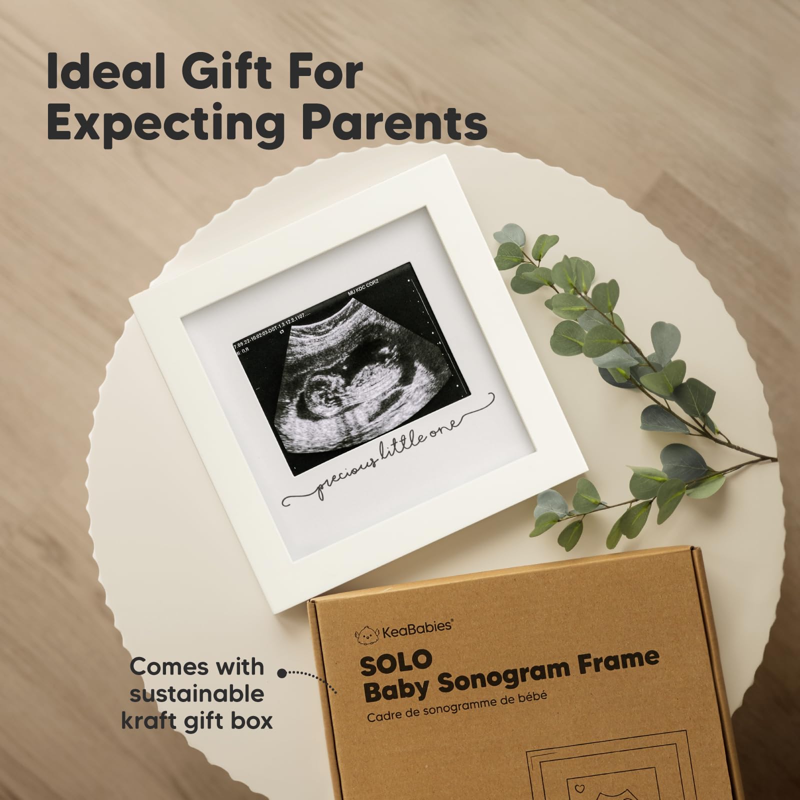 KeaBabies frame includes quote cutouts to personalize pregnancy memories