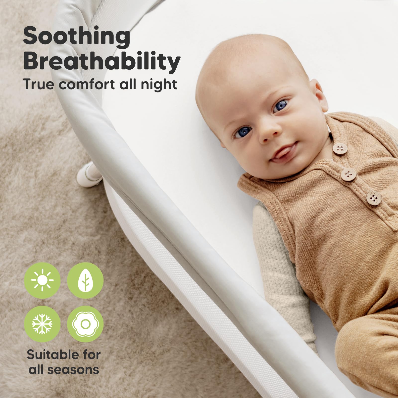 KeaBabies Soothe close-up of breathable jersey cotton fabric