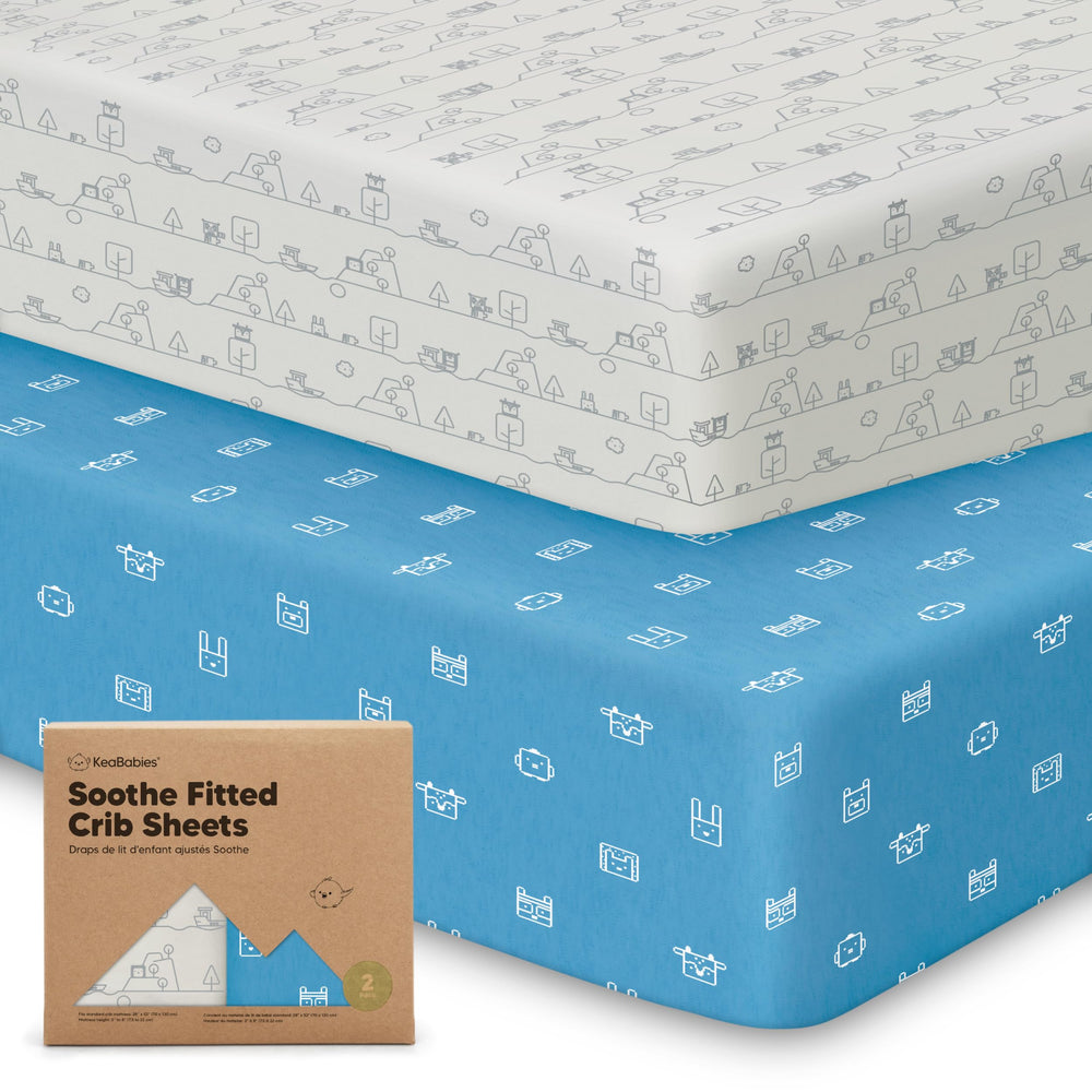 KeaBabies Soothe Crib Sheets 2-Pack on-bed setup offers soft, breathable comfort for naps.