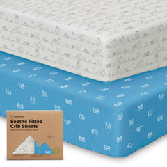 KeaBabies Soothe Crib Sheets 2-Pack on-bed setup offers soft, breathable comfort for naps.