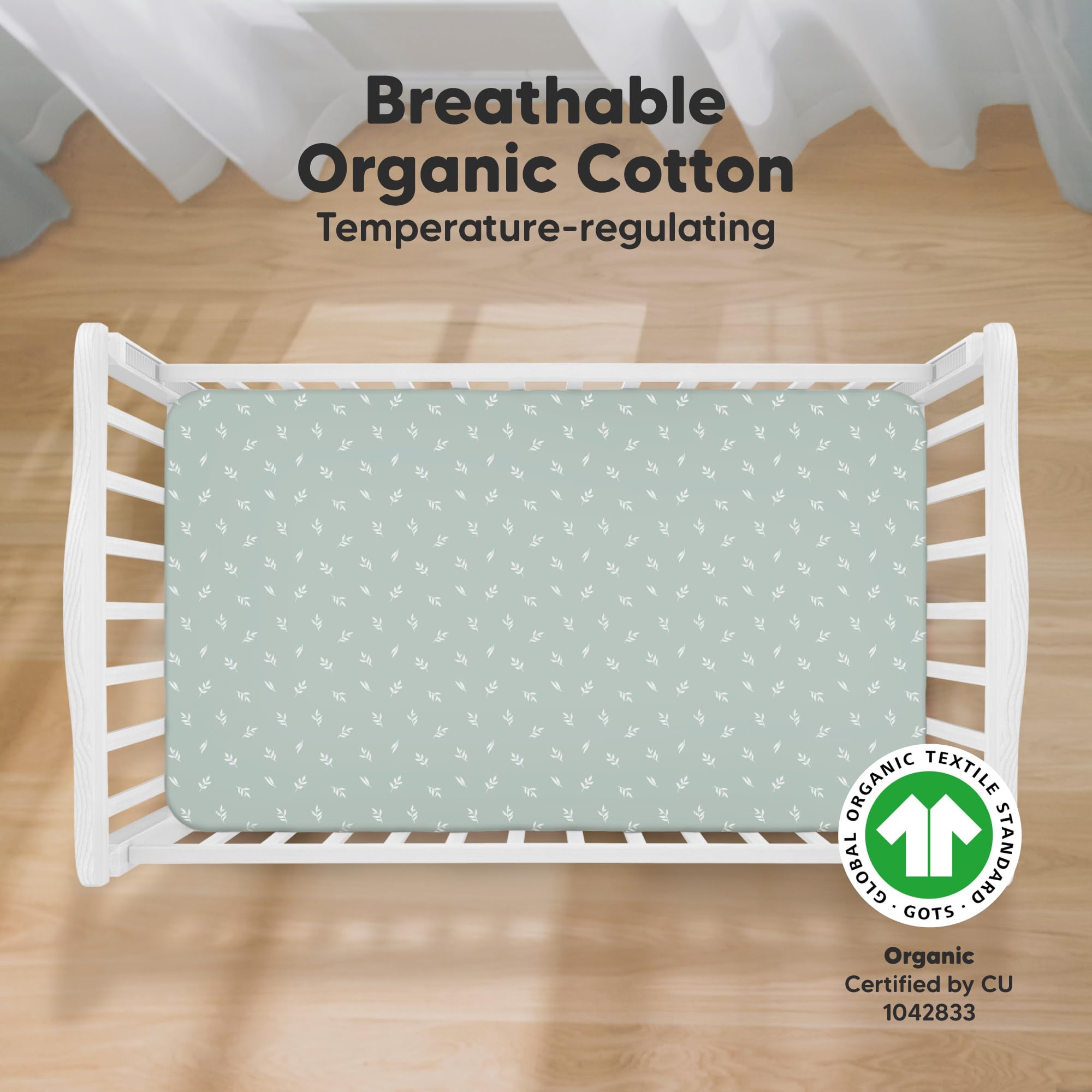 KeaBabies soothing fitted crib sheet demonstrates quick-fit for busy nights