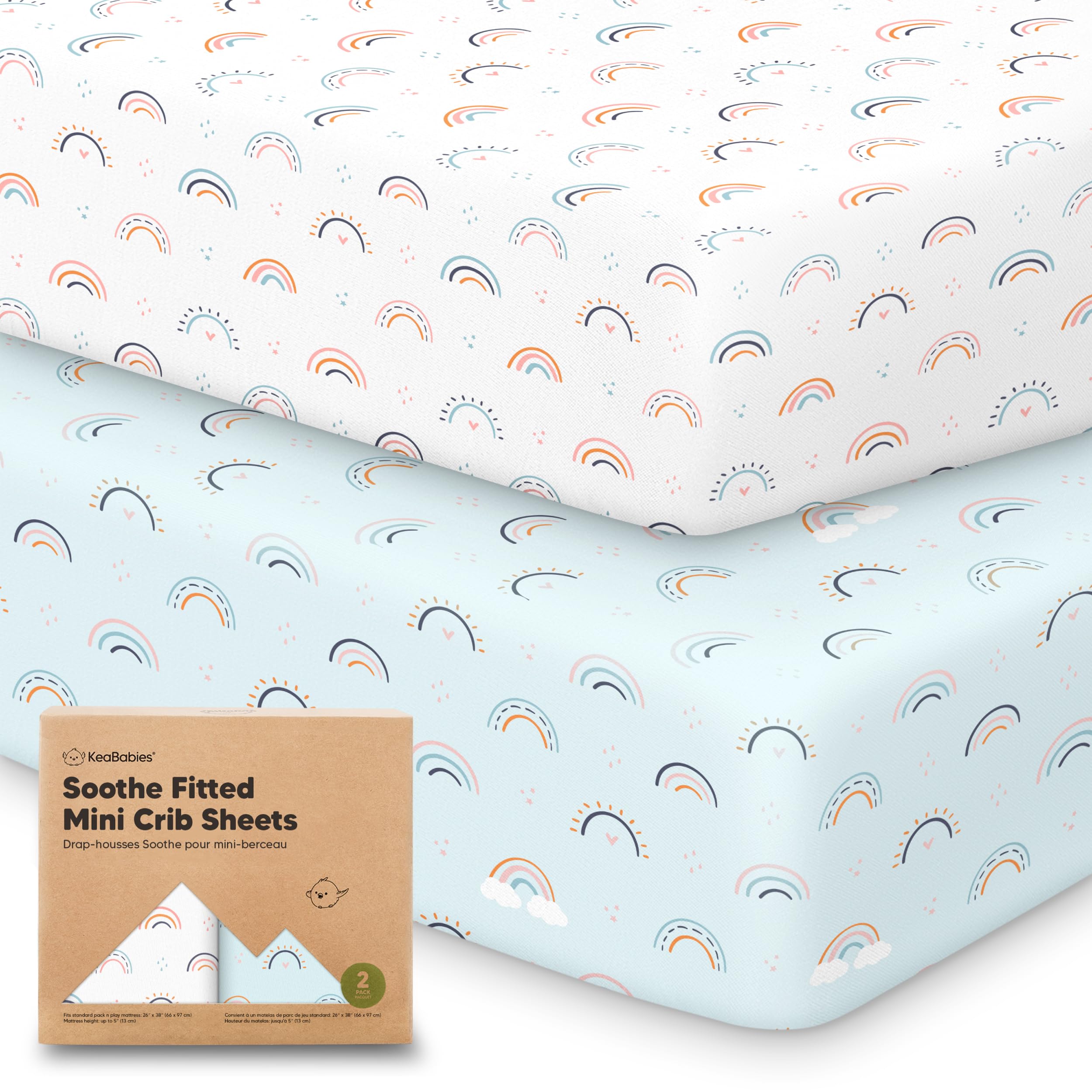 KeaBabies Soothe mini crib sheets 38x26 fit pack n play mattresses for secure sleep surface