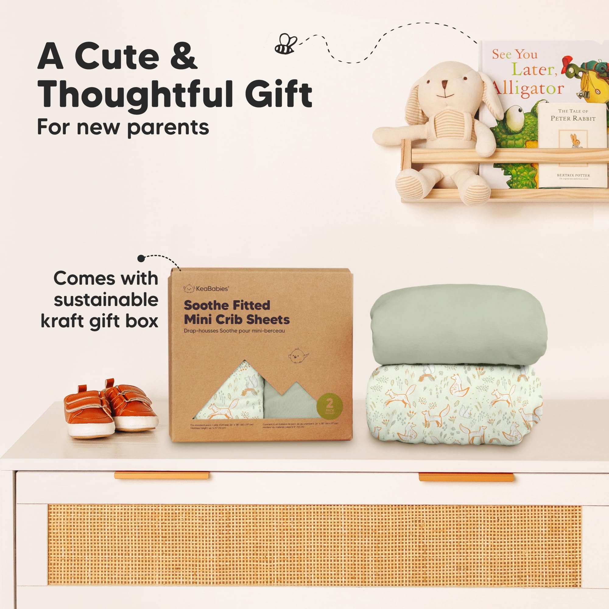 KeaBabies Soothe mini crib sheet with durable seams detail