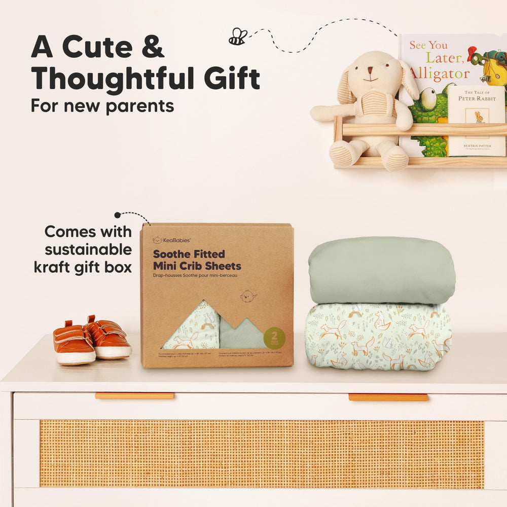 KeaBabies Soothe mini crib sheet with durable seams detail